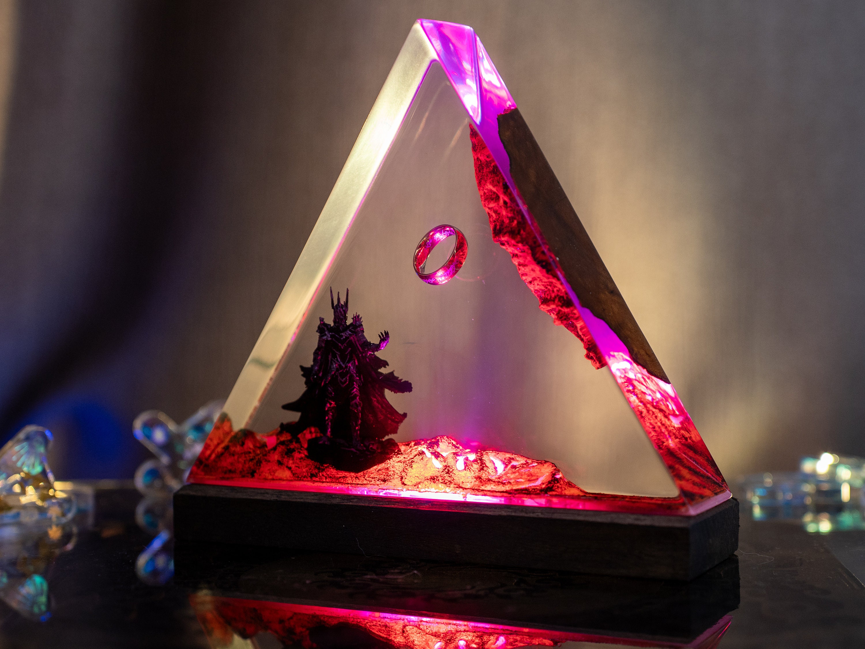 Ring of Flame Resin night light– Volcanic Diorama Light, Dark Fantasy Desk Decor, Gift for Him, valentine's gifts