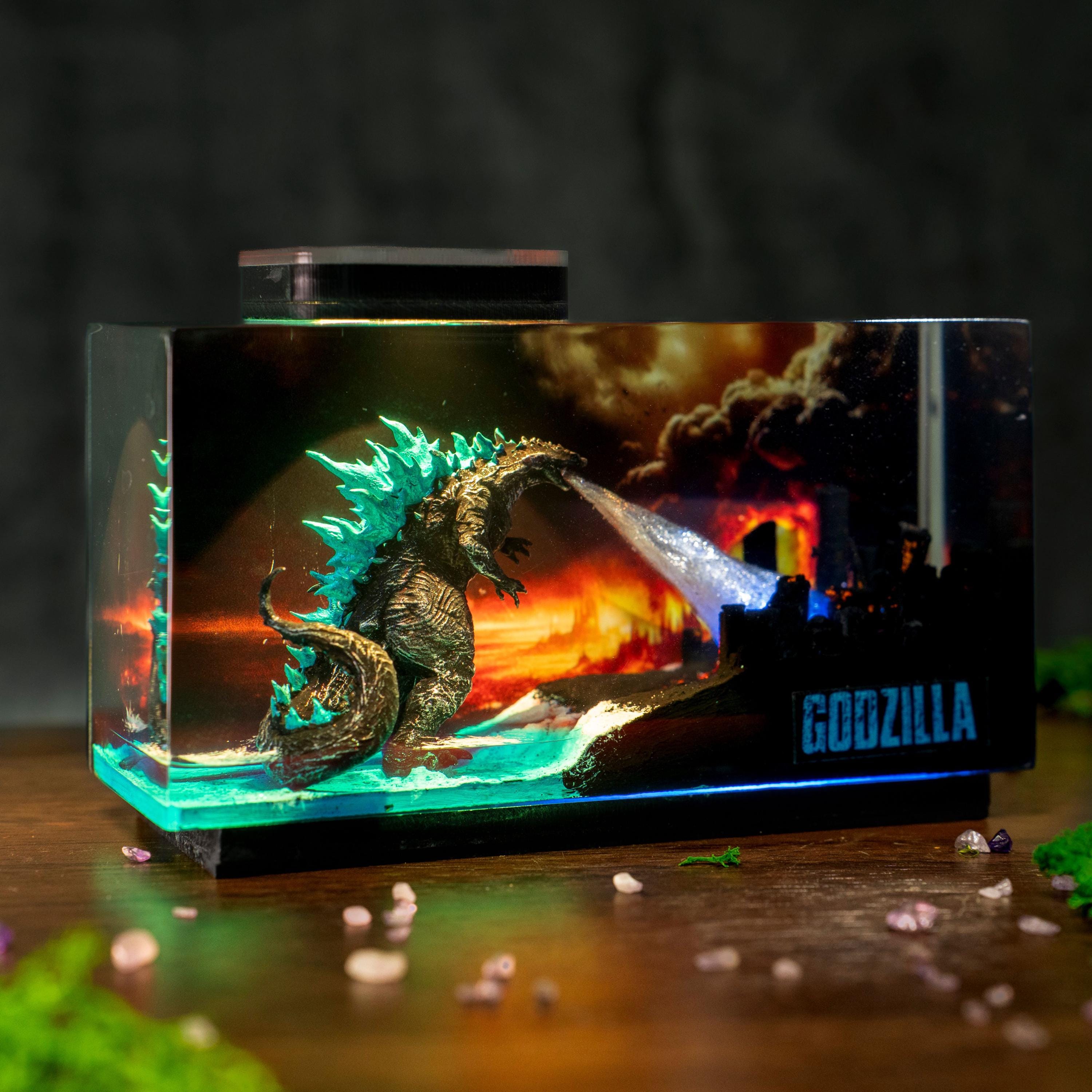 Custom Monster Night Light, Godzilla Wooden Box, Godzilla Gift Box