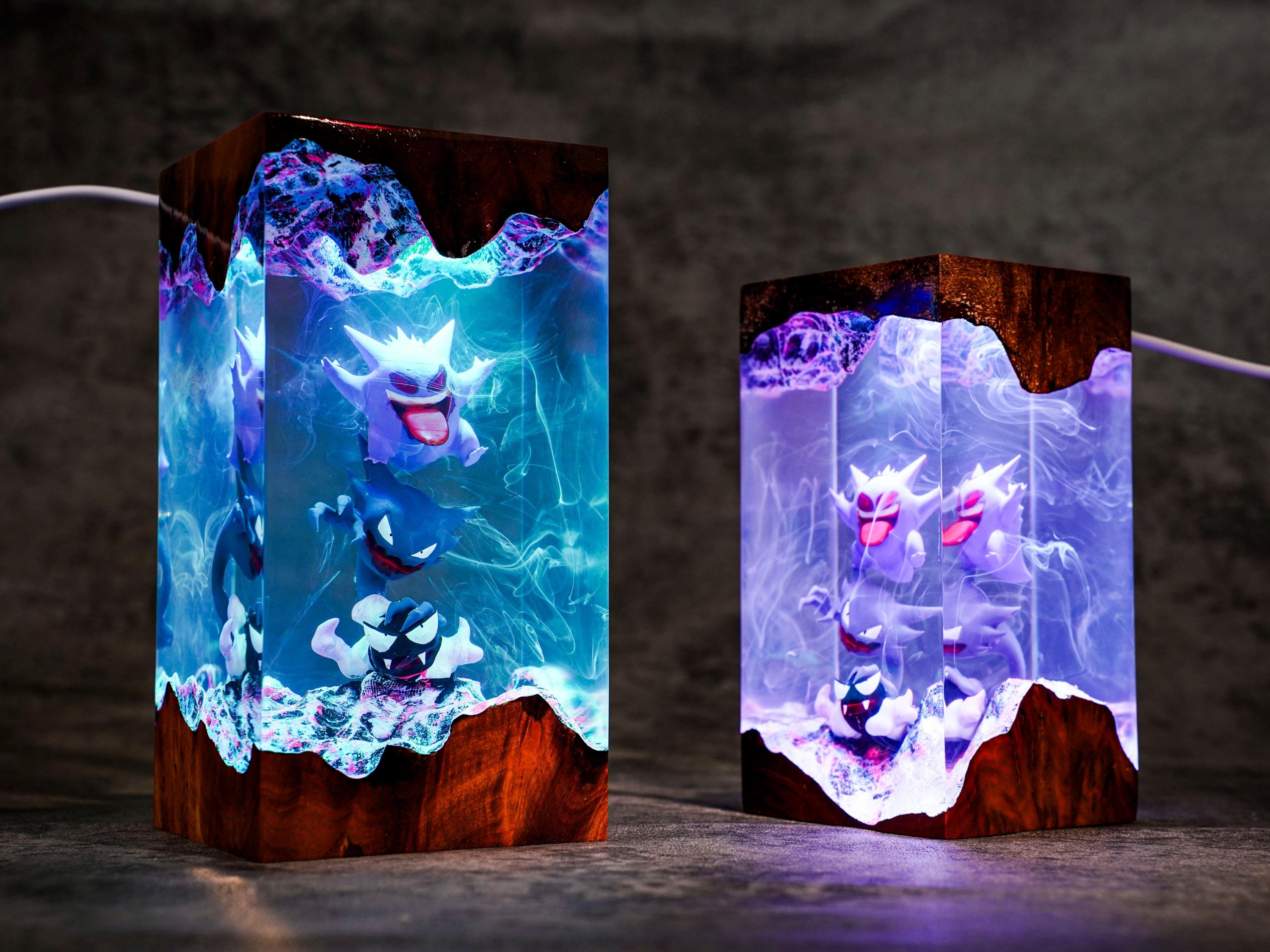 Eevee Evolution Resin Lamp, Unique Epoxy Lamp for Kid, custom night light, pokemon figure, mother's day gift ideas