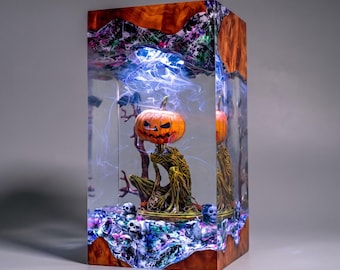 Pumpkin Monster Resin Lamp, Jack O Lantern Night Light, Halloween Horror Decor, Jason Voorhees Horror, Jack Skellington,Halloween Gift