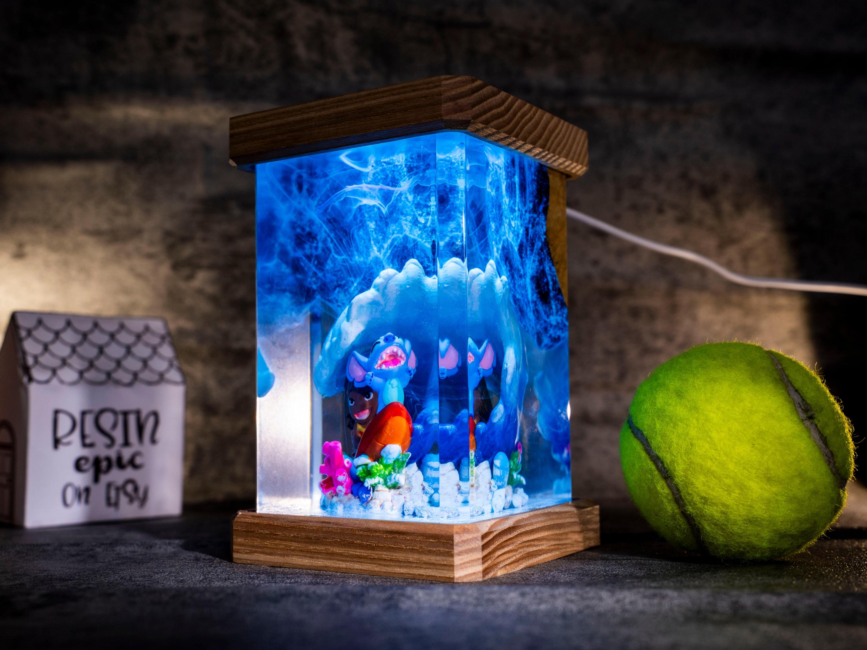il_fullxfull.6861770083_rg21 Blue Alien Resin Night Light – Little Monster resin lamp, Custom Epoxy Lamp, Unique Gift for Kids, Bedroom & Playroom Decor, cute stich gift