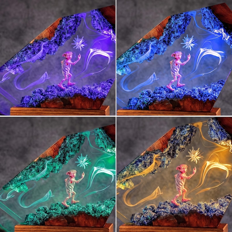 Lámpara de resina con forma de anillo de llama – ideas para regalos de Navidad, lámpara de resina epoxi personalizada, iluminación para la decoración del hogar, luz nocturna de resina, lámpara Sauron para él imagen 14