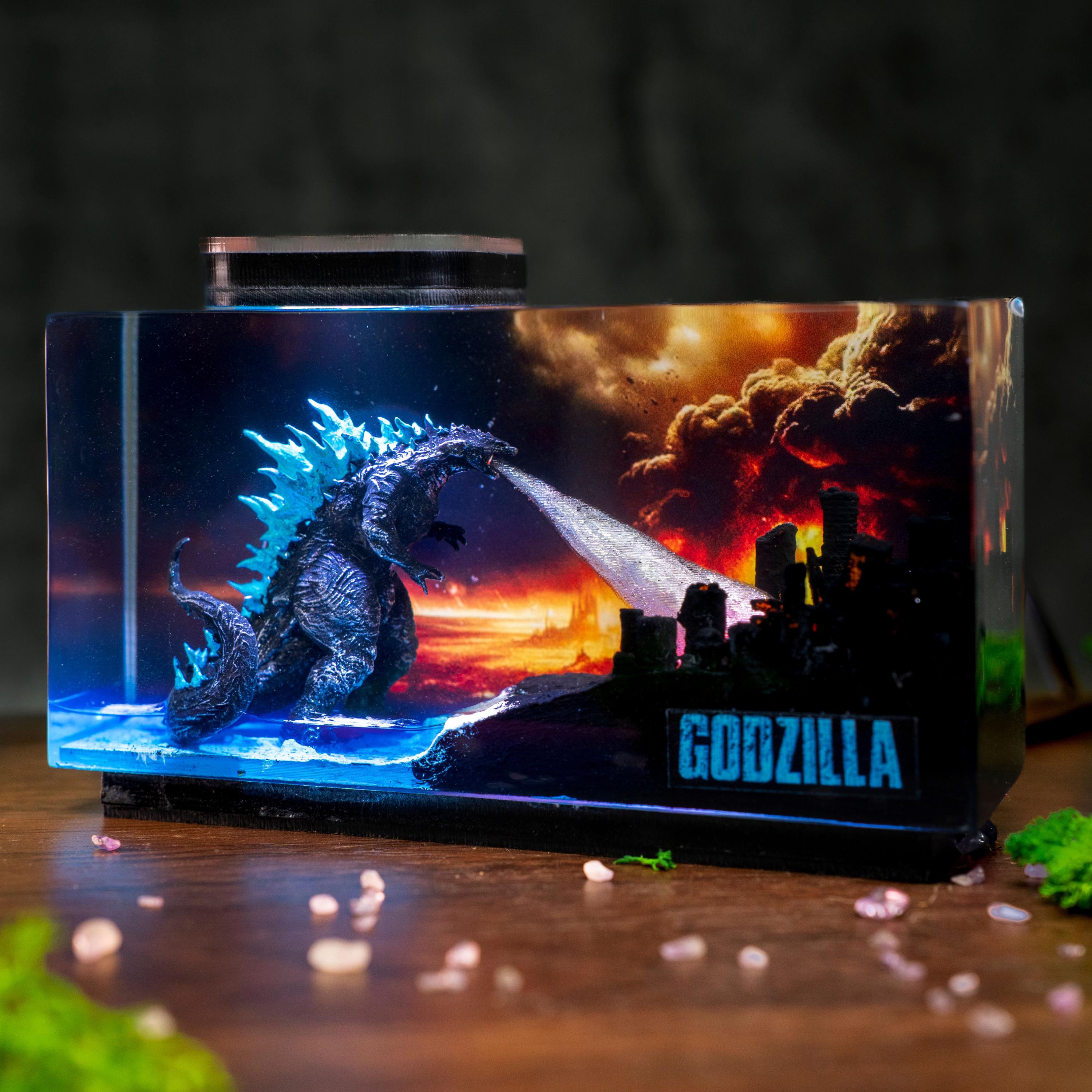 Handmade Beast Diorama Lamp – Atomic Breath Night Light, Kaiju