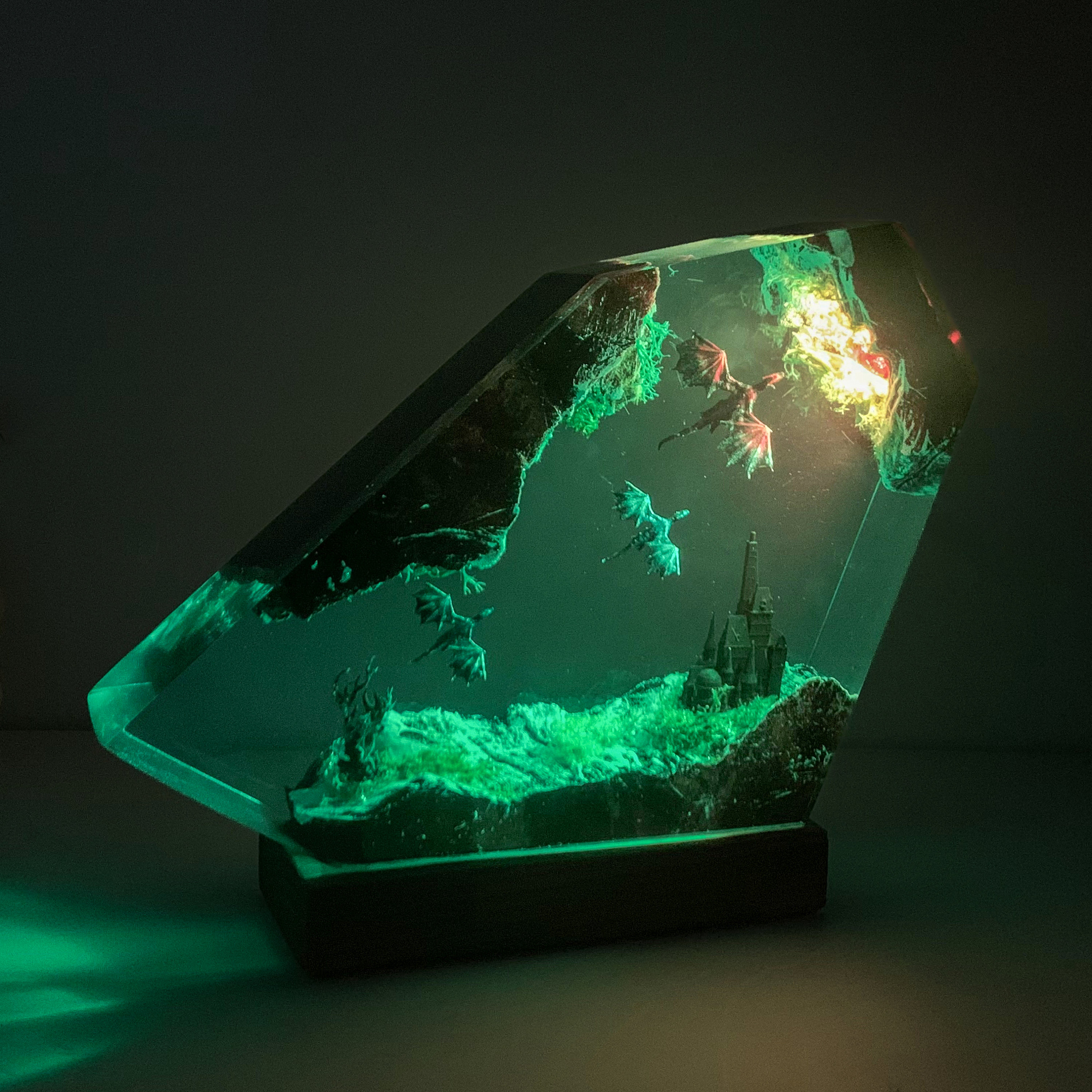 il_fullxfull.5815748174_2gwn Dragons Resin Lamp – Handmade Night Light with Glowing Duo, 3D Dragon Table Lamp, Lighting Home decor, dragon lamp, gift for dad