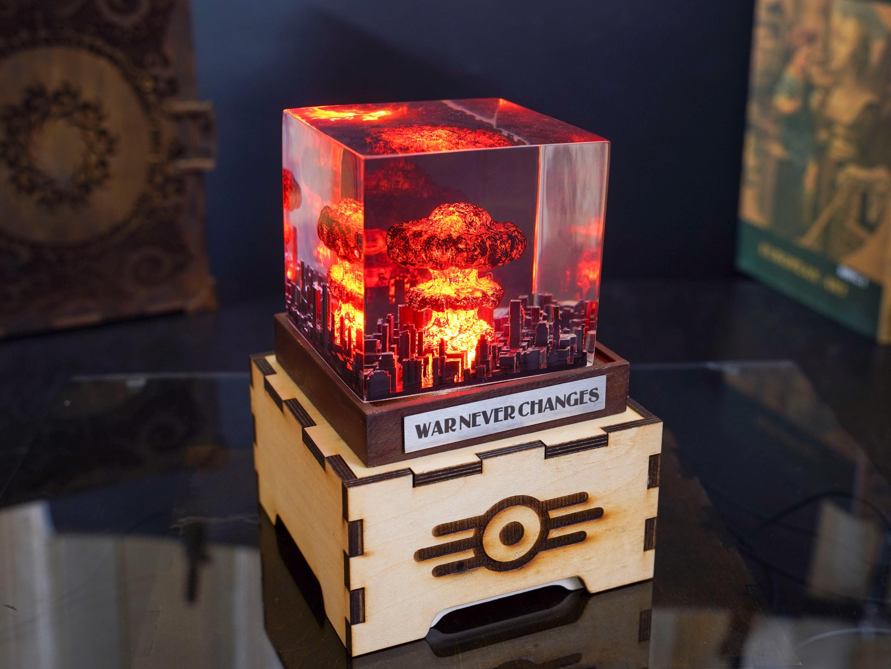 Fallout Inspired Resin Lamp – War Never Changes, nuke lamp fallout, Storm Cloud Lamp, Nuclear Bomb Explosion Resin Lamp