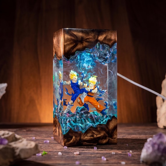 Dragon ball Majin Son goku and vegeta resin night light, Super Saiyan Battle Lamp, Unique Gift for Anime Lovers