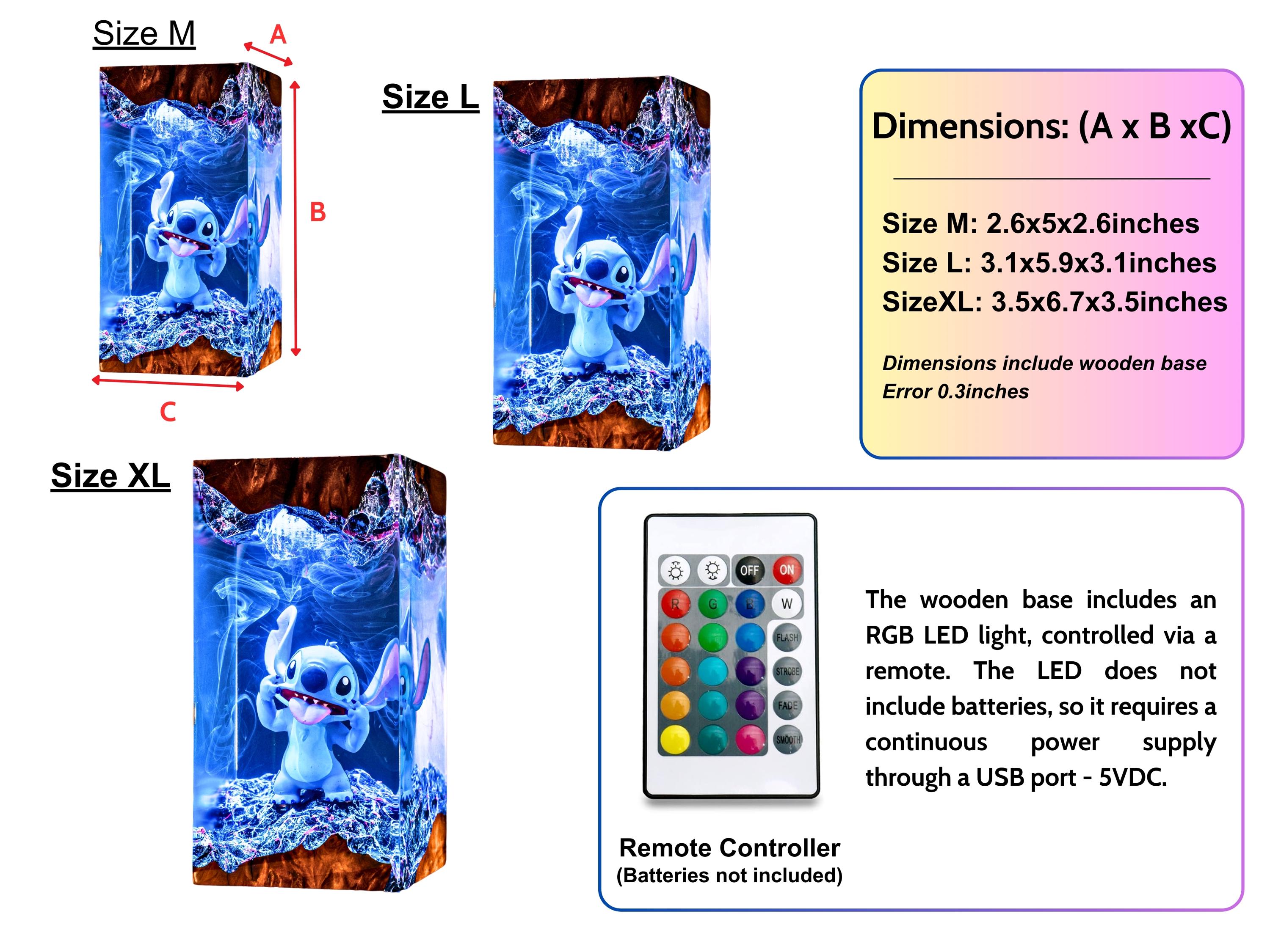 Stitch Resin Night Light – Blue Koala resin lamp, Custom Gift for Kids & Mother, Stitch and Lilo gift