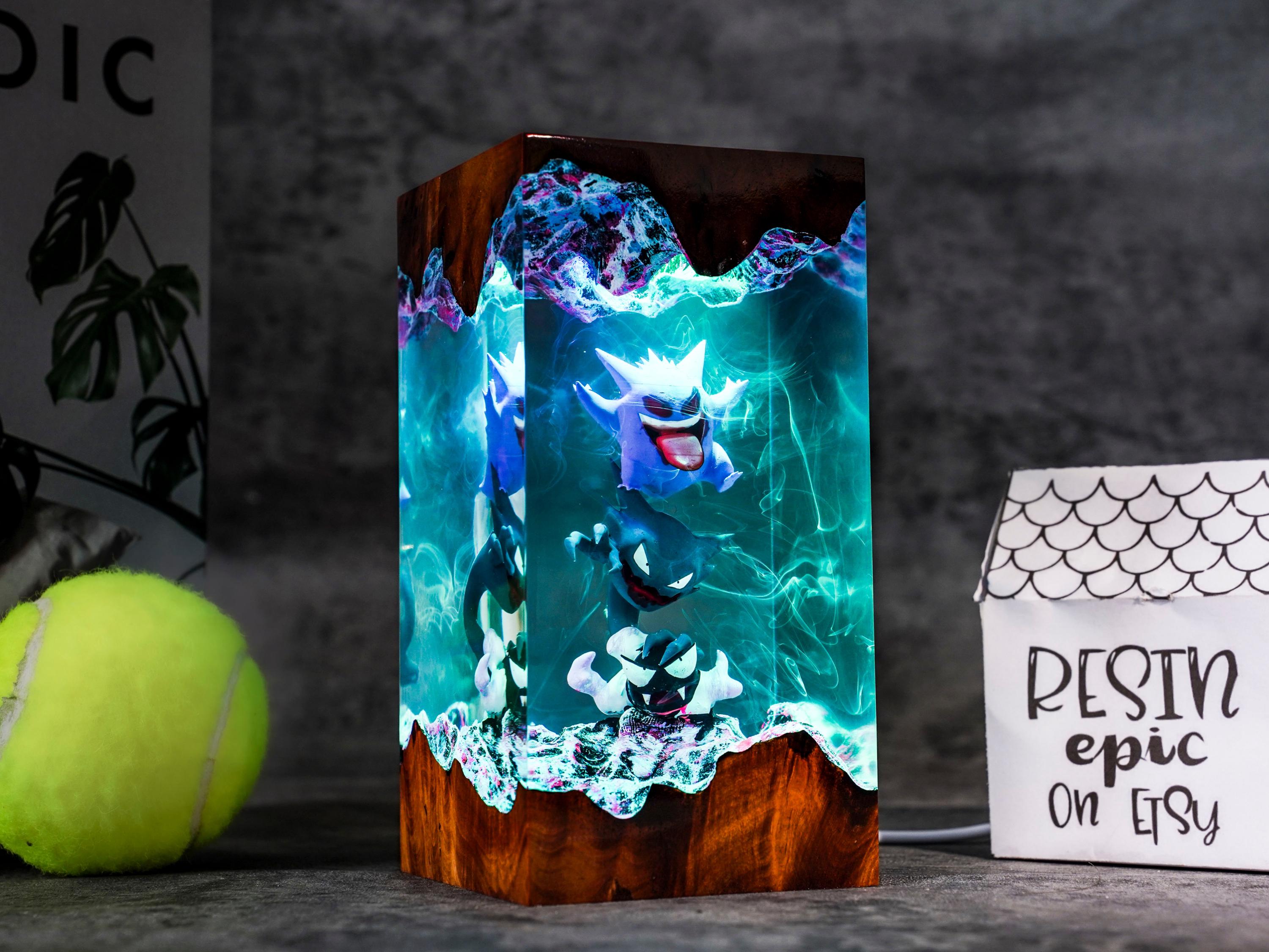 il_fullxfull.6778471764_fc4h Pokemon Gengar resin lamp – Unique Epoxy Night Light, p0kemon resin lamp, Gift for Him, gengar figure, father's day gift ideas, Gift for dad