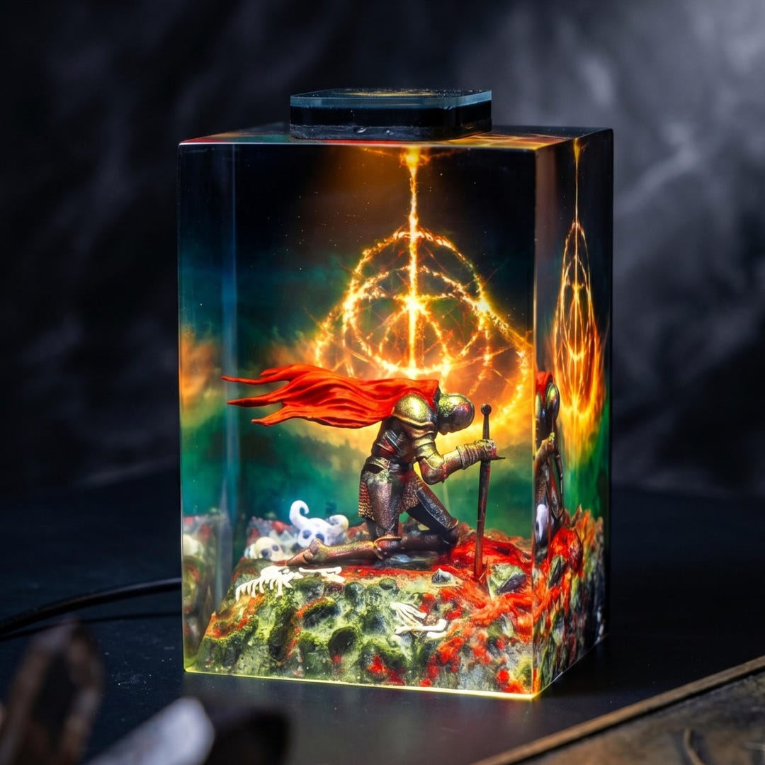 The tarnished resin night light, Elden Ring Resin Lamp, gift ideas