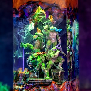 Lampe en résine Tortues Ninja, veilleuse TMNT, lampe Leonardo Raphael, décoration de chambre anime, cadeau dessin animé des années 90, lampe en résine Carl de Dungeon Crawler