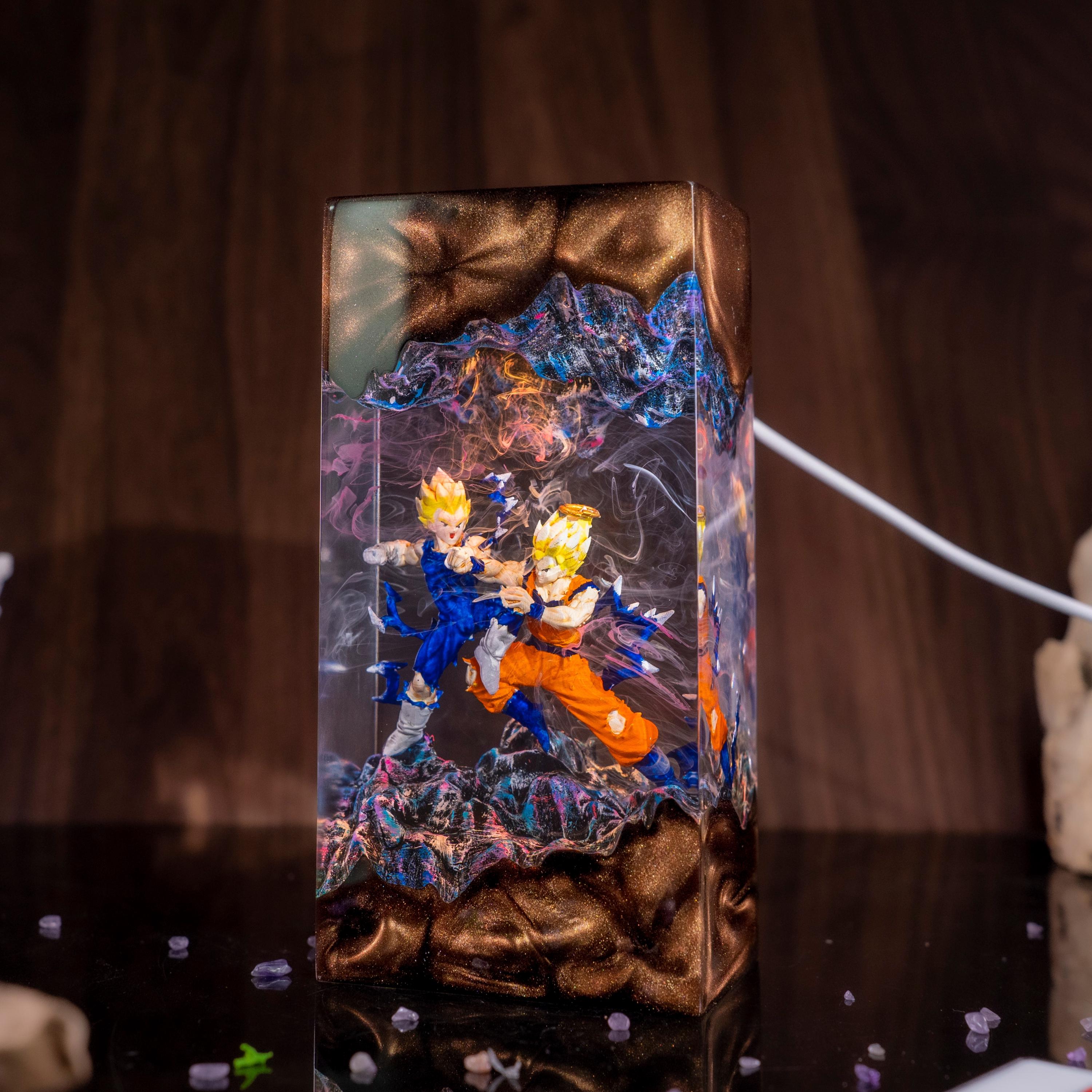 Dragon ball Majin Son goku and vegeta resin night light, Super Saiyan Battle Lamp, Unique Gift for Anime Lovers