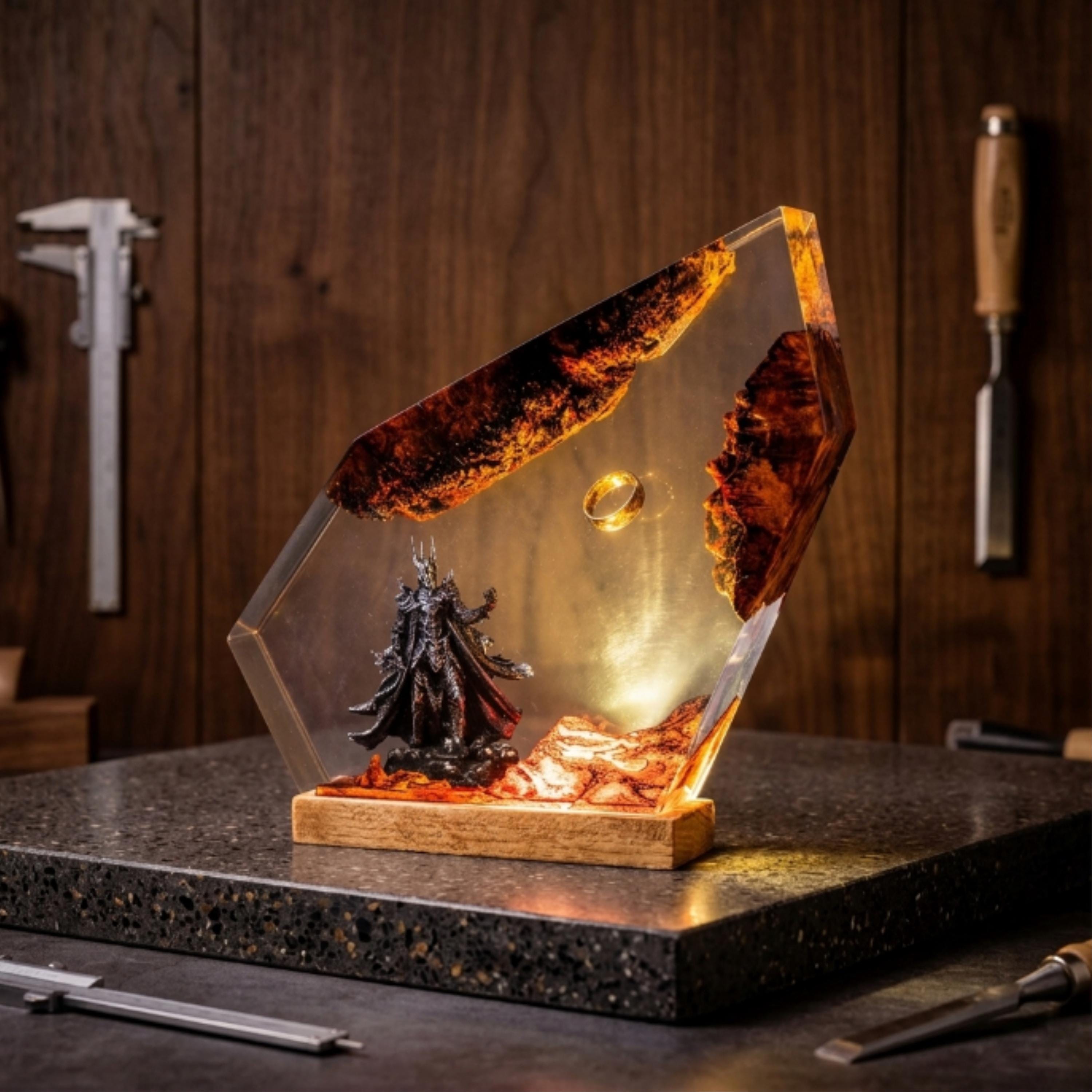 Gollum and Sauron Resin Night Light — Lord of the Rings Rings of Power Lamp