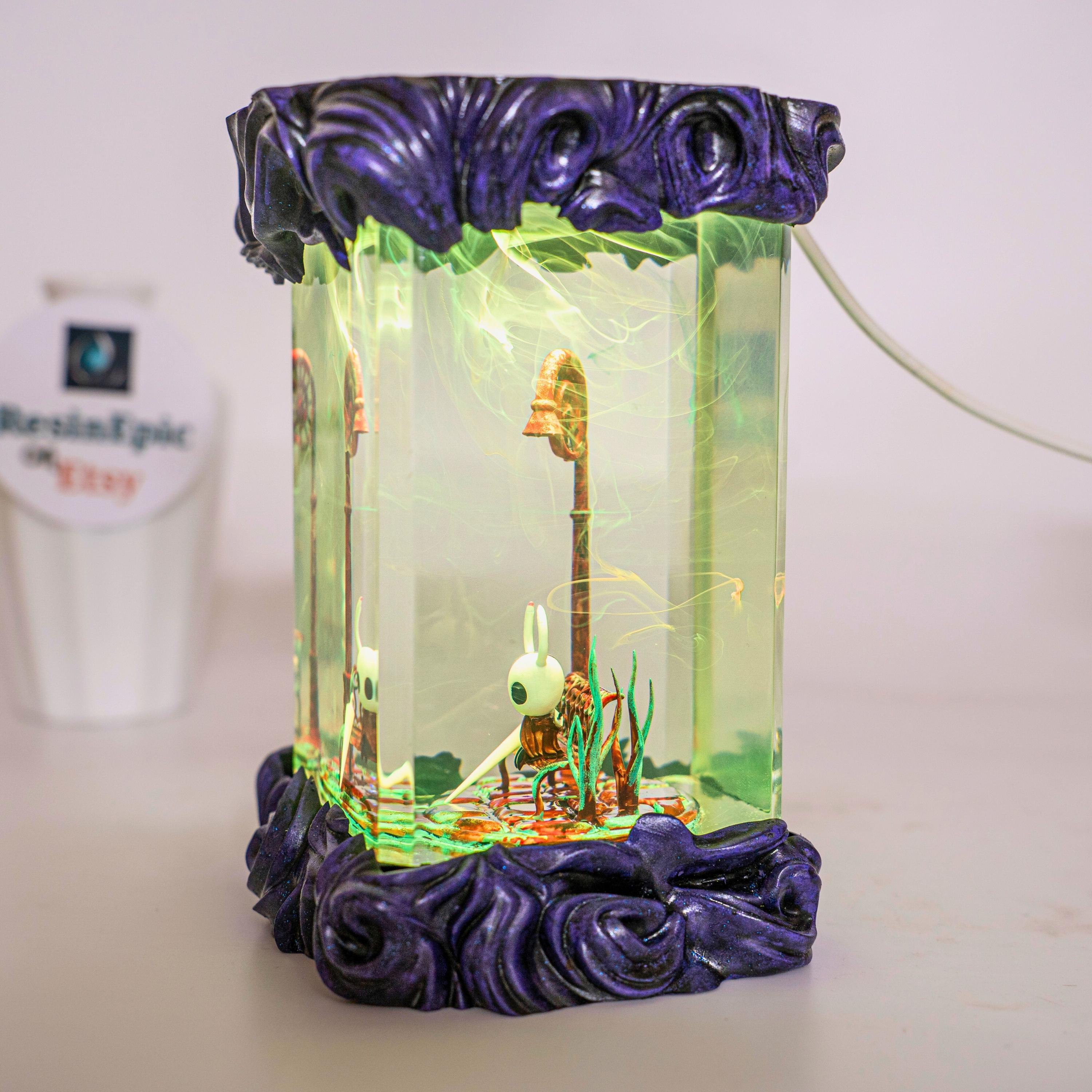 H0llow Knight Resin night light – Silksong Game Collectible, Handmade Epoxy Miniature Diorama, Hornet figure  for him