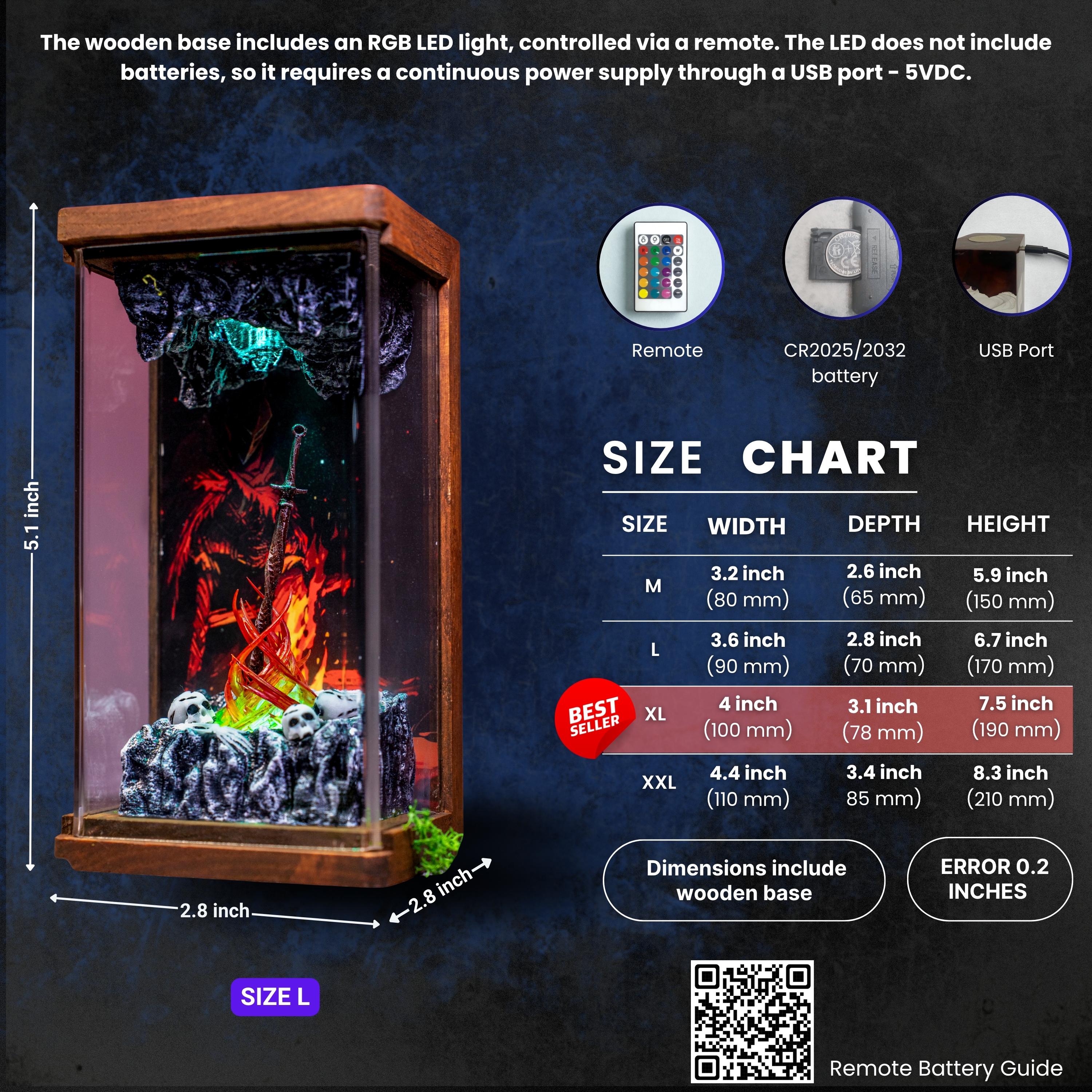 FR0STMOURNE SW0RD night light - FIREL!NK GREATSW0RD lamp - Lich King Sword Display Resin Decor