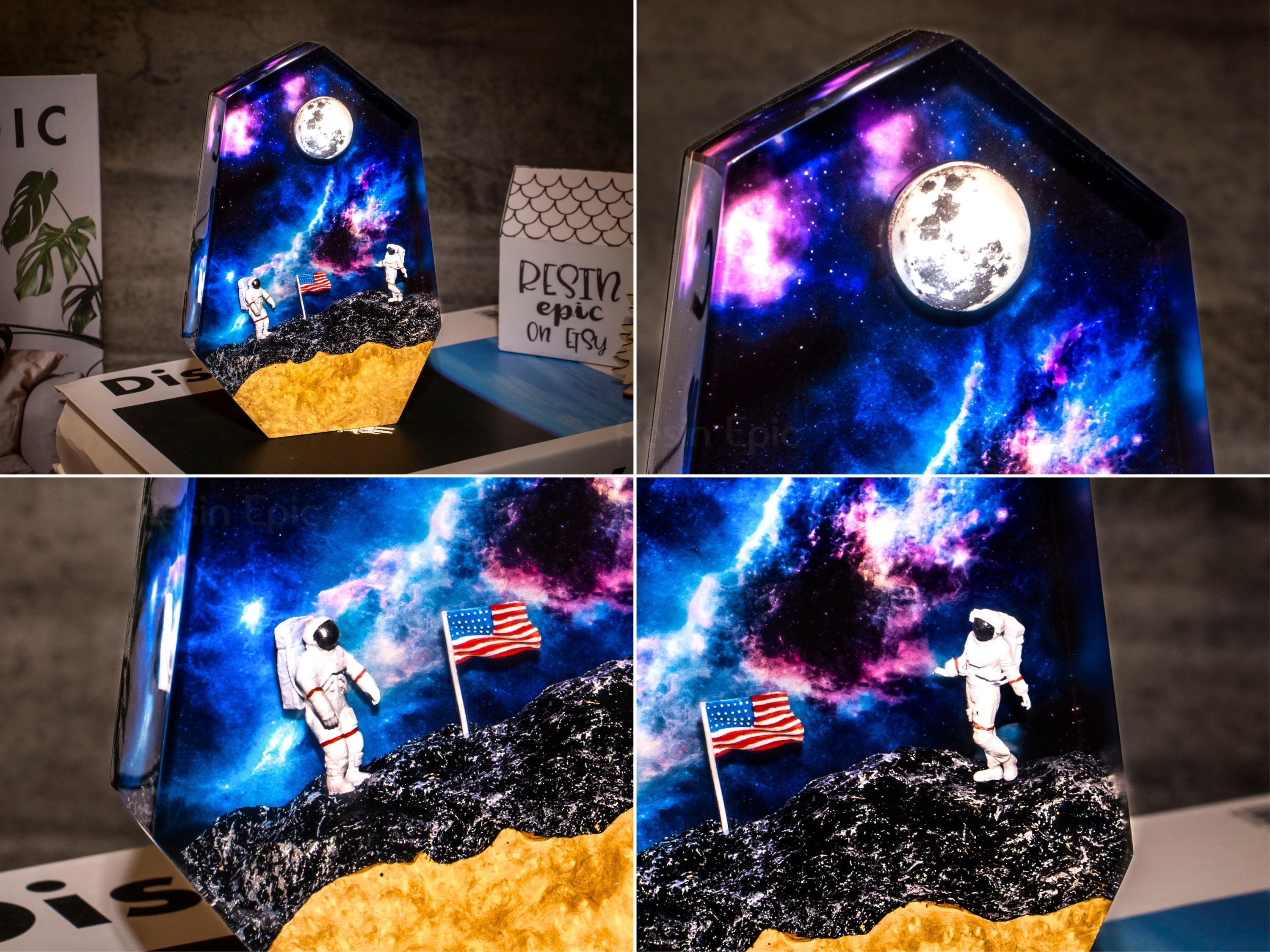 Astronaut Galaxy Epoxy Resin night light, Handmade Room decor Epoxy Lamp, Resin Night light gift, Space Decor, valentine gift