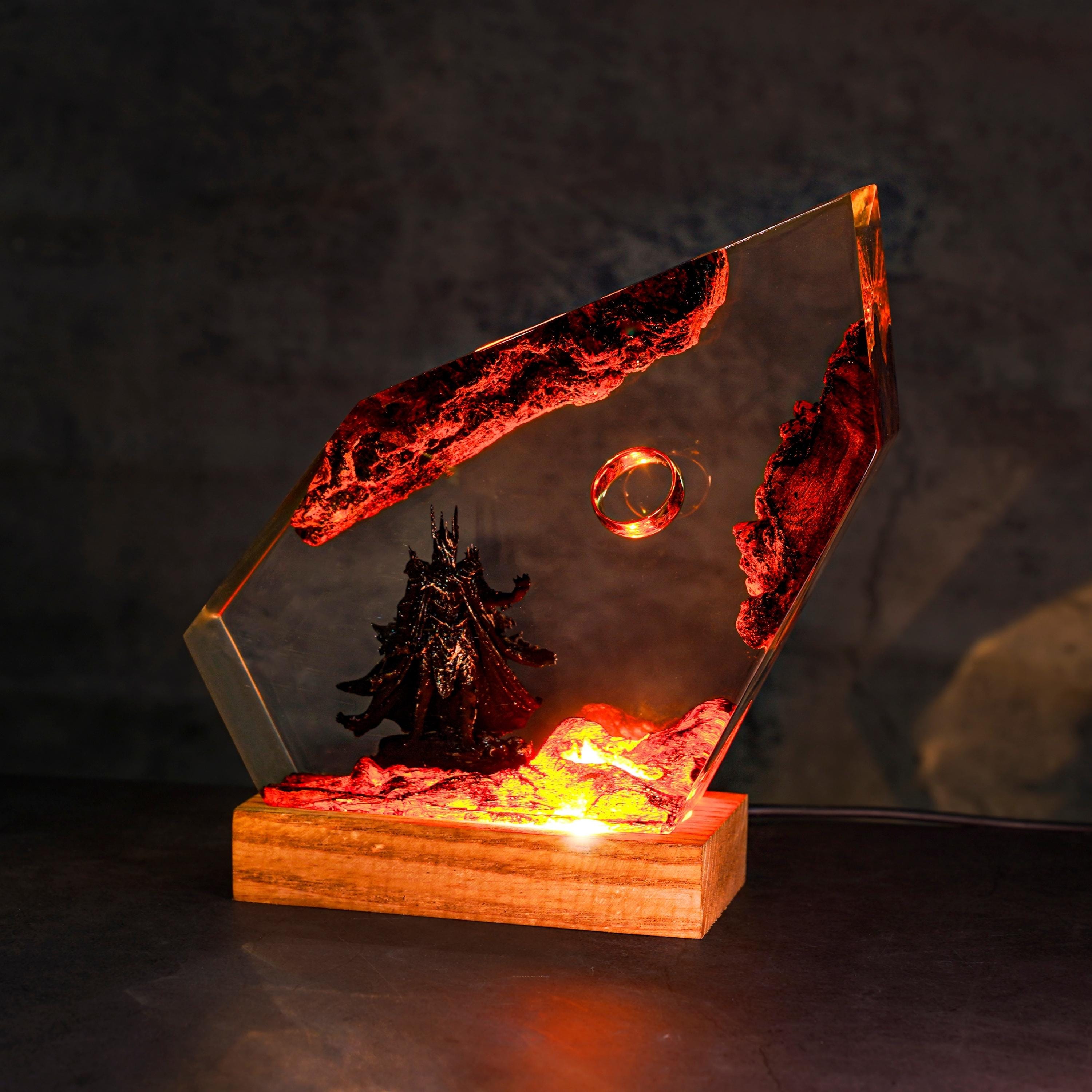 il_fullxfull.7390933919_foex Ring of Flame Resin Lamp – mother's day gift ideas, Custom Epoxy Resin Lamp, Lighting Home Decor, Resin Night Light, sauron lamp for him