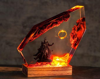 Ring of Flame Resin Lampe - Geschenkideen zum Muttertag, Benutzerdefinierte Epoxy Resin Lampe, Beleuchtung Wohnkultur, Resin Nachtlicht, Sauron Lampe für ihn