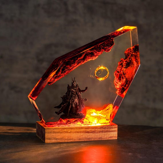 Ring of Flame Resin Lamp –  gaming decor, valentine gift for him, sauron resin lamp