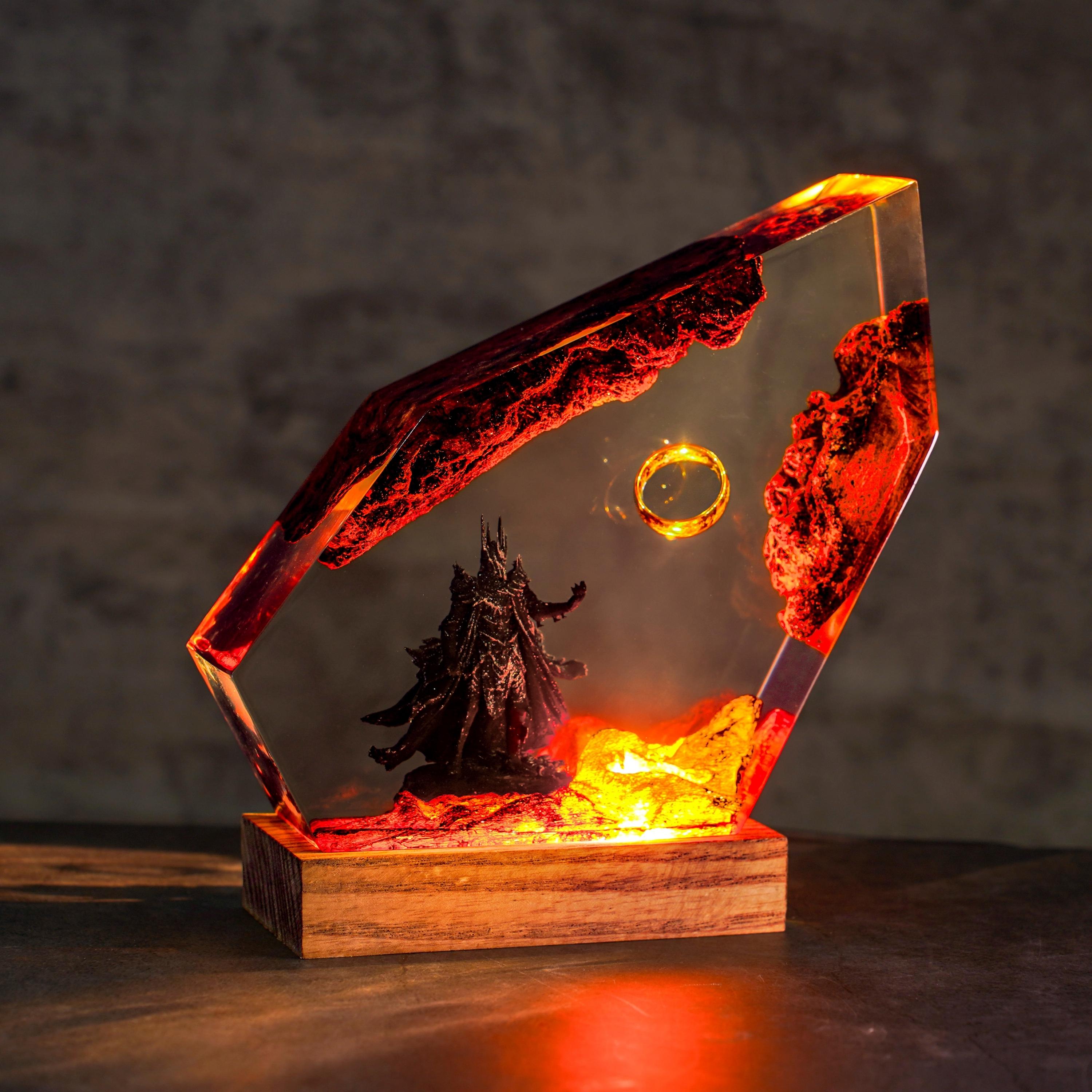 il_fullxfull.7343000522_m0u9 Ring of Flame Resin Lamp – mother's day gift ideas, Custom Epoxy Resin Lamp, Lighting Home Decor, Resin Night Light, sauron lamp for him