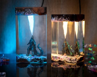 God.zilla monster resin night lights - King’OT’Monsters, diorama resin lamp, unique handmade gifts, home decoration, Unique resin desk lamp