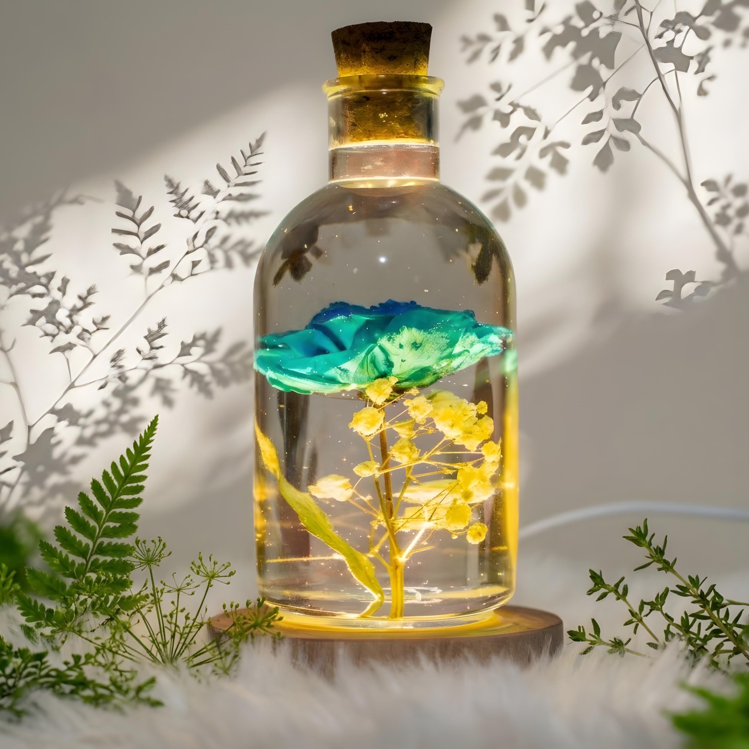 Immortal Flower epoxy lamp, Personalized wood engraved lamp, Romantic Flower Dome Lamp, Handmade Epoxy Lamp, Anniversary Gift