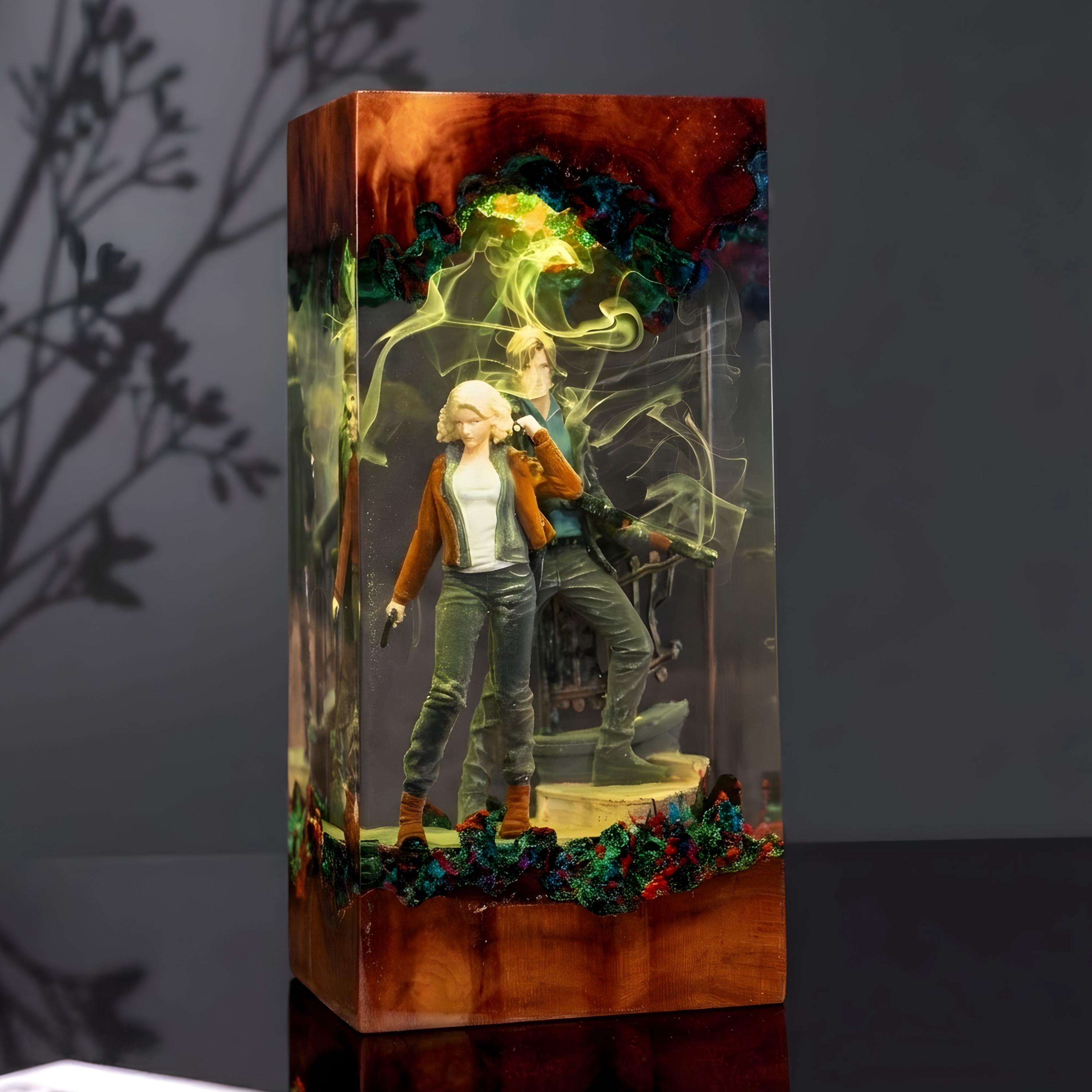 Leon S Kennedy Resin Lamp, Resident Evil Night Light, Ashley Graham figure, Resident Evil 9 Requiem for him