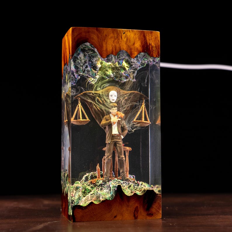 Jotaro Kujo Resin Lamp, Gojo Satoru resin night light, Jujutsu Kaisen-Inspired Collectible, Otaku Room Decor Gift, Death Note Resin Lamp image 19