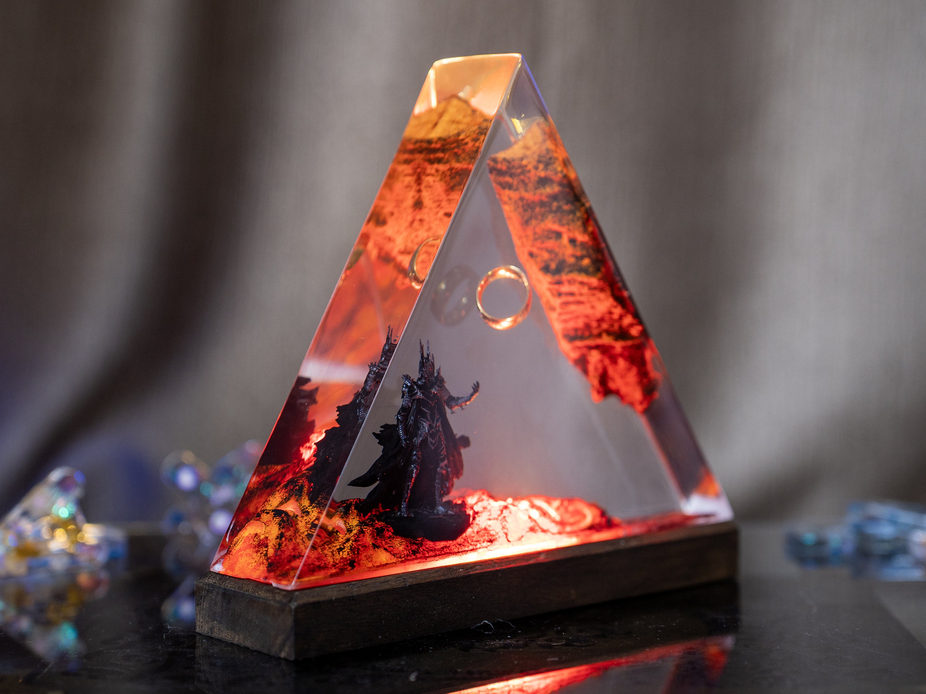 Ring of Flame Resin night light– Volcanic Diorama Light, Dark Fantasy Desk Decor, Gift for Him, valentine's gifts