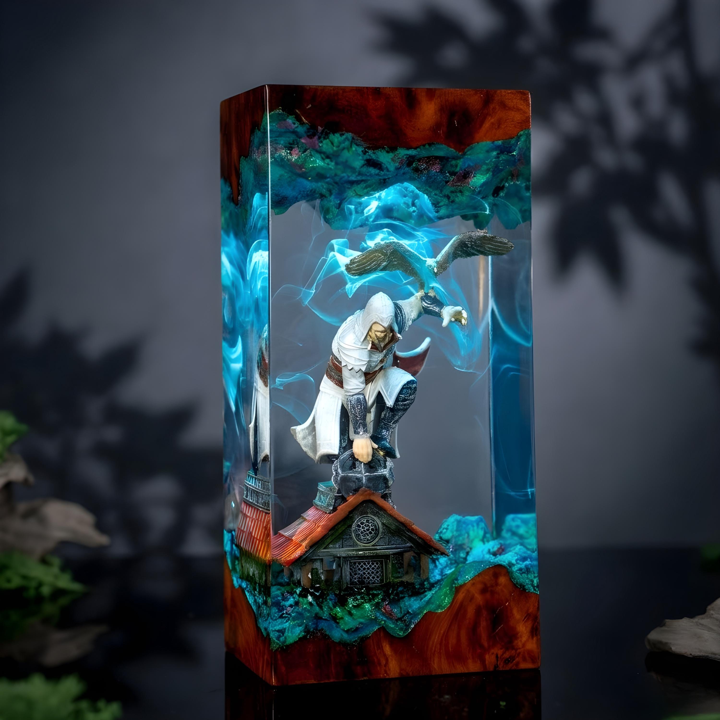 Ezio Auditore Resin Lamp, Assassin’s Creed Night Light, Handmade Epoxy Lamp, Assassin Figure Light, Gamer Room Decor, AC Gift for him