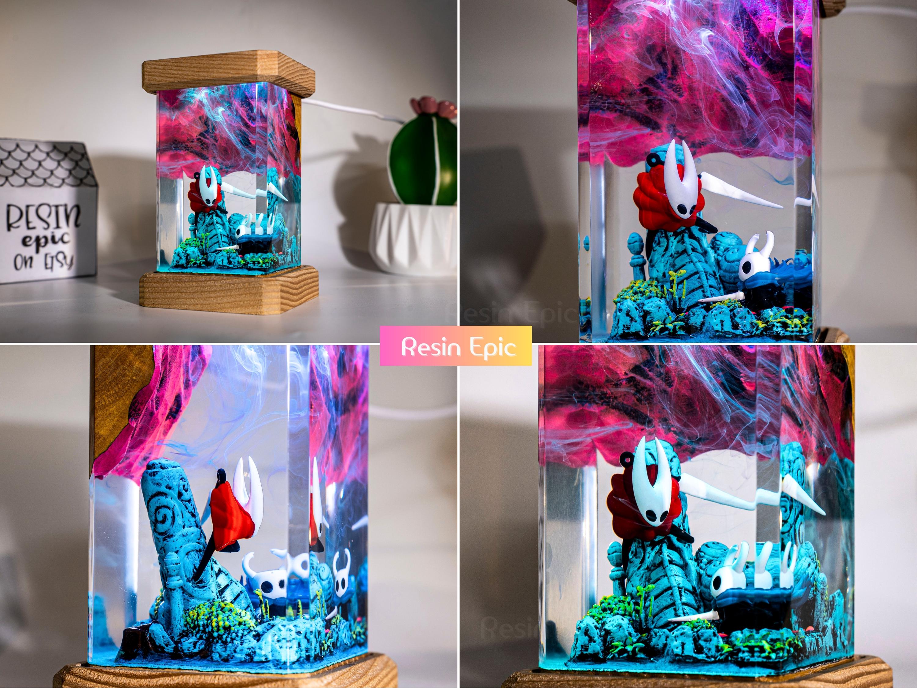 H0llow Knight Resin night light – Silksong Game Collectible, Handmade Epoxy Miniature Diorama, Hornet figure  for him
