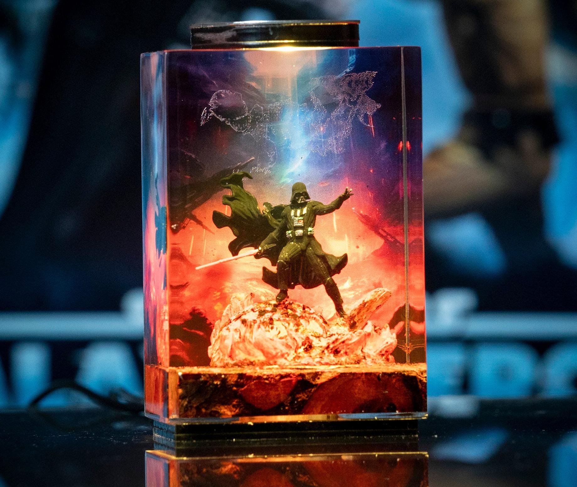 Darth Vader Diorama Resin Lamp, Star War Wall Art for Him, Sword