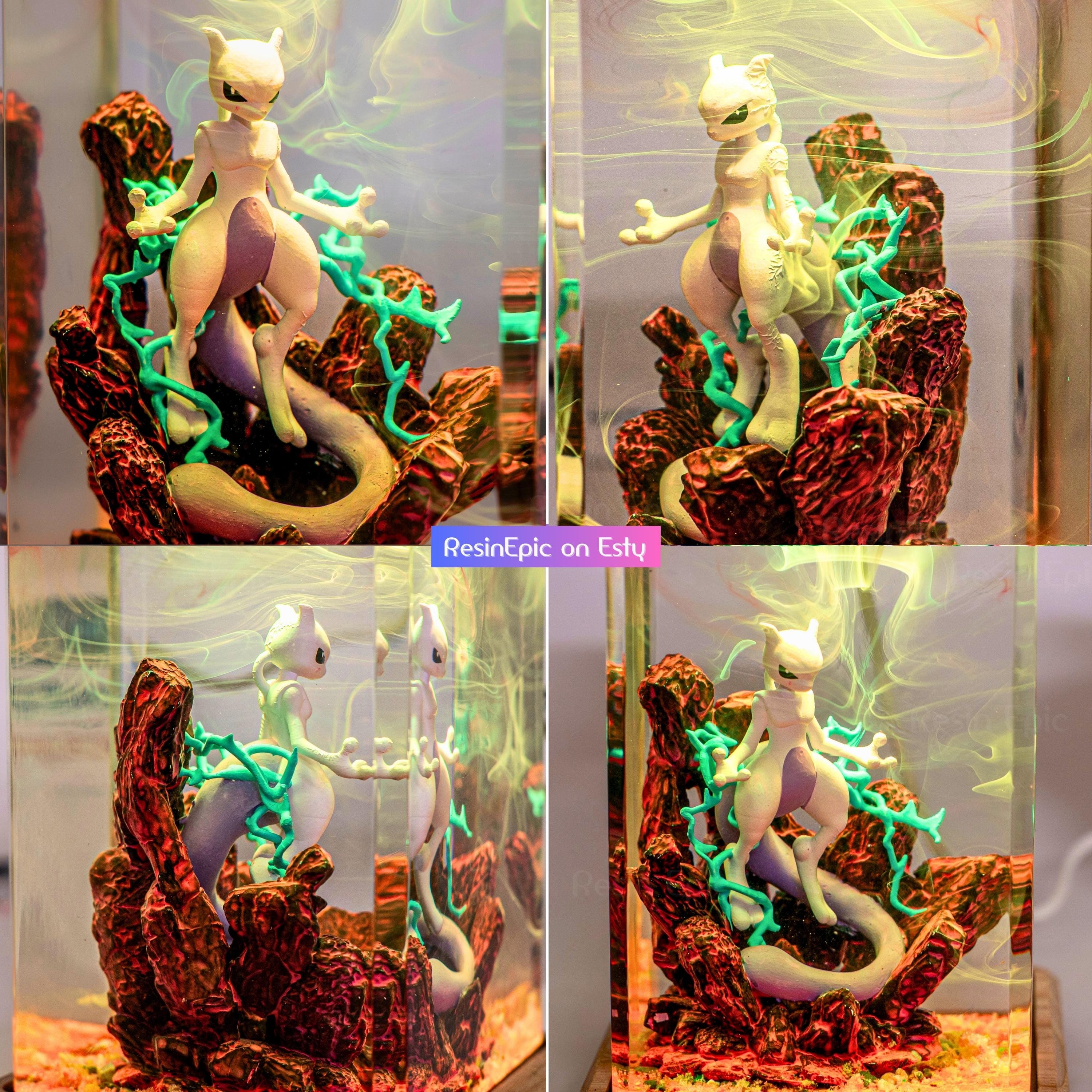 Eevee Evolution Resin Lamp, Unique Epoxy Lamp for Kid, custom night light, pokemon figure, mother's day gift ideas