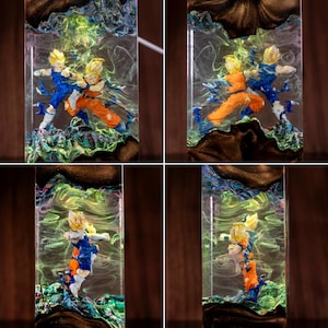 Dragon Ball Majin Son Goku en Vegeta hars nachtlampje, Super Saiyan gevechtslamp, uniek cadeau voor anime-liefhebbers afbeelding 4