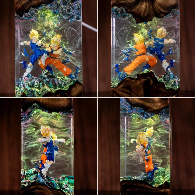 Dragon Ball Majin Son Goku en Vegeta hars nachtlampje, Super Saiyan gevechtslamp, uniek cadeau voor anime-liefhebbers afbeelding 4