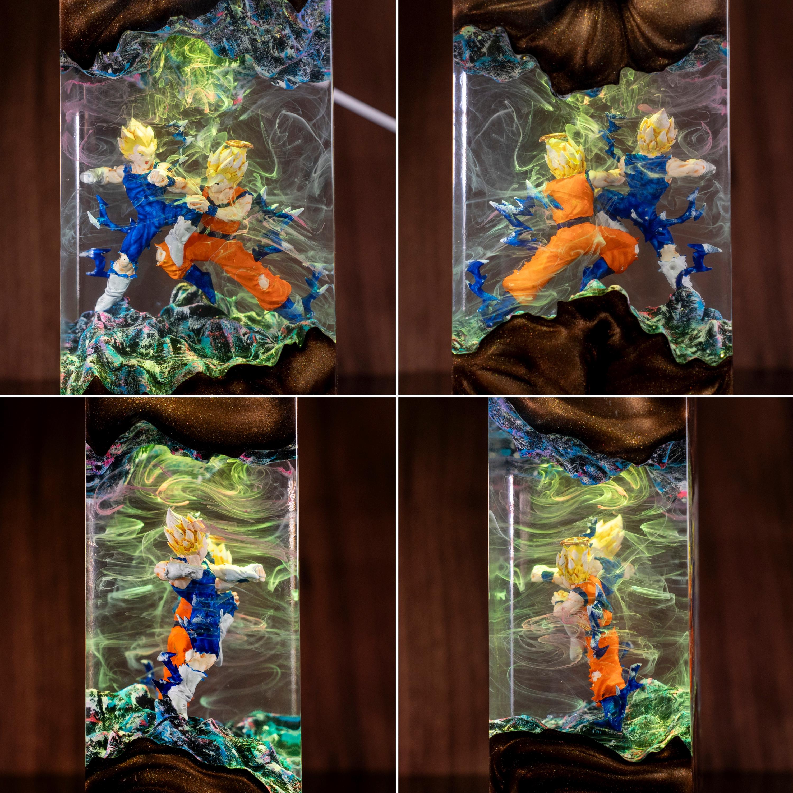 Dragon ball Majin Son goku and vegeta resin night light, Super Saiyan Battle Lamp, Unique Gift for Anime Lovers