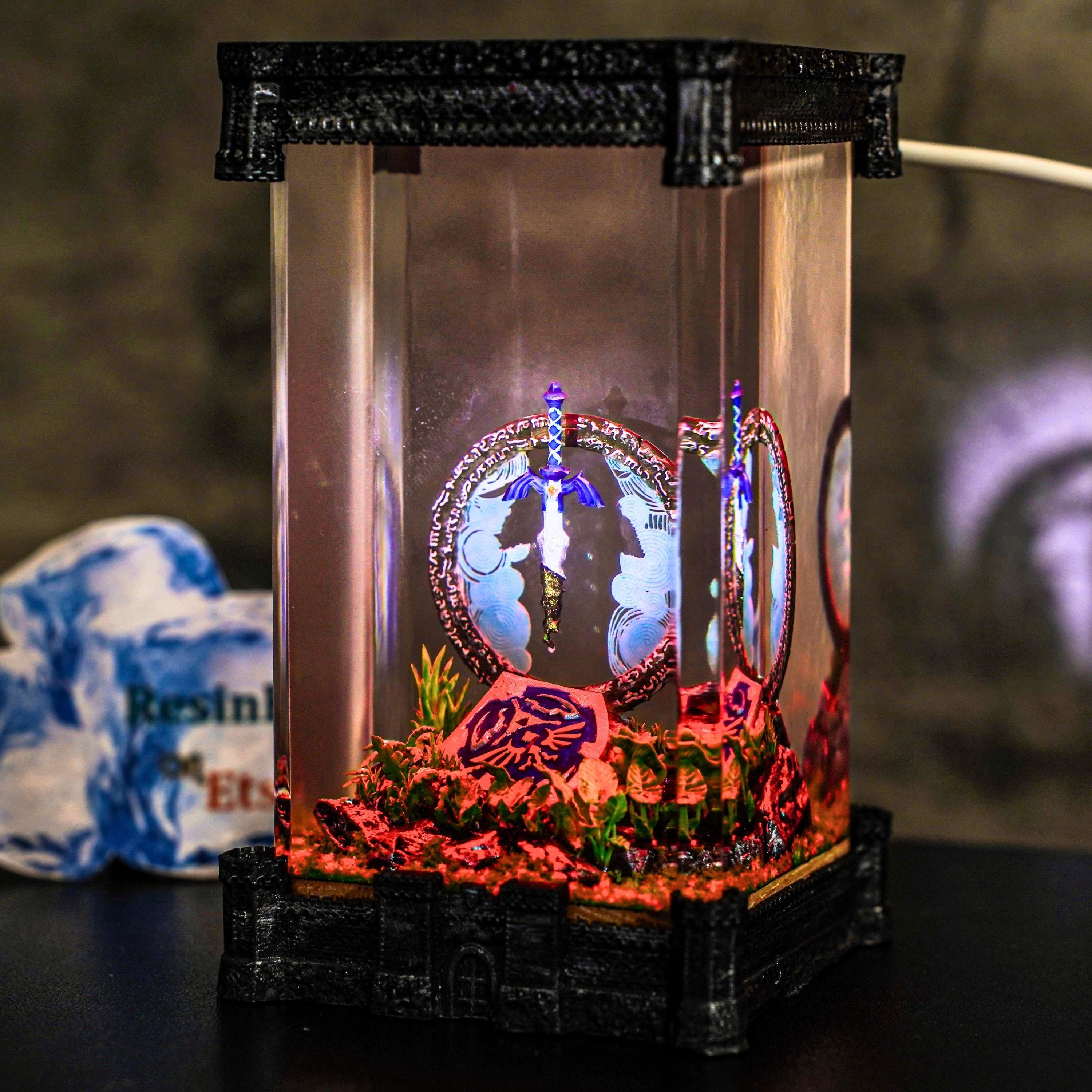 Master Sword Night Light with Silent Flower, Link Master Sword Resin Lamp, Legend of Zelda Night Light