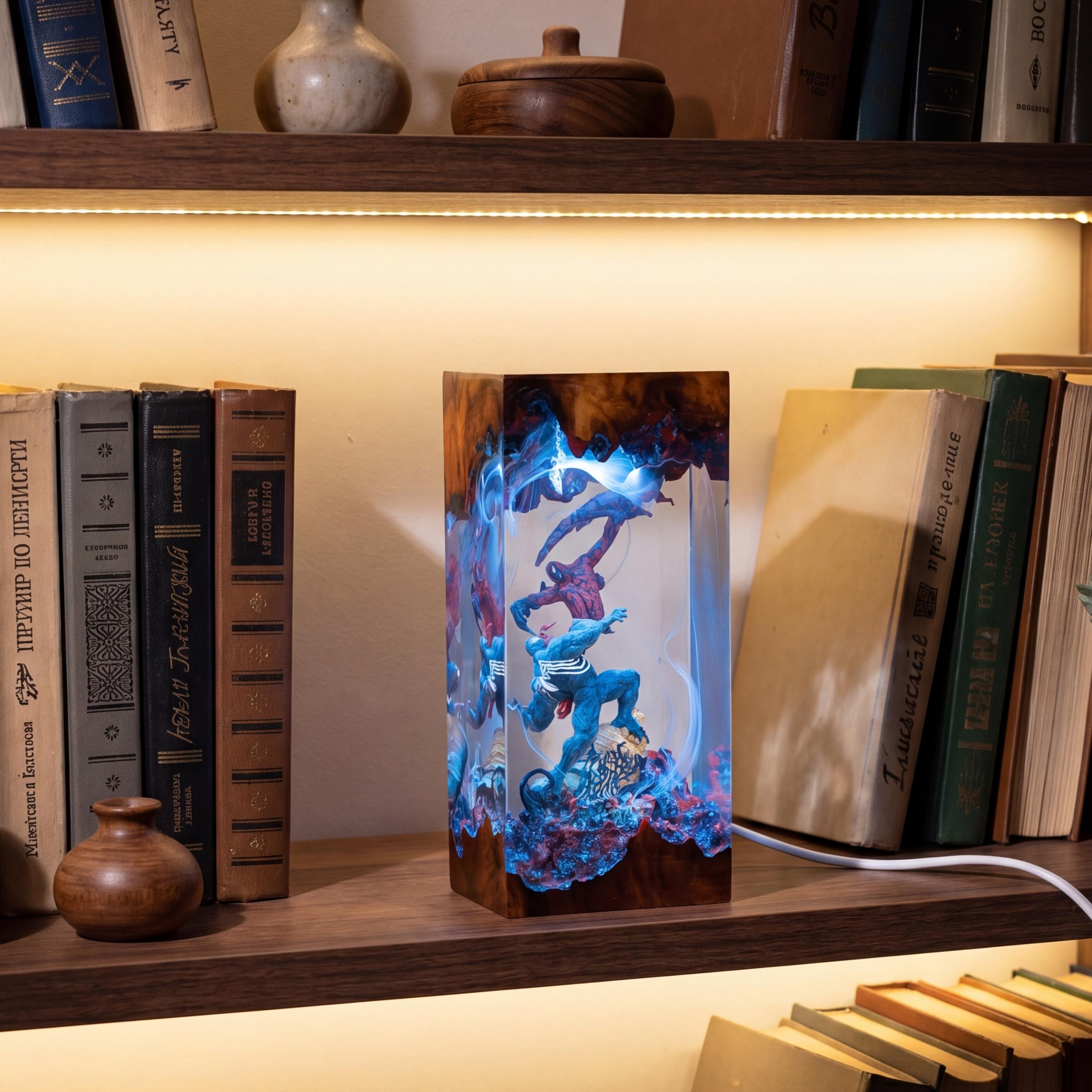 Custom Venom Resin Night Light, Superhero Battle Lamp for him, venom figure, father's day