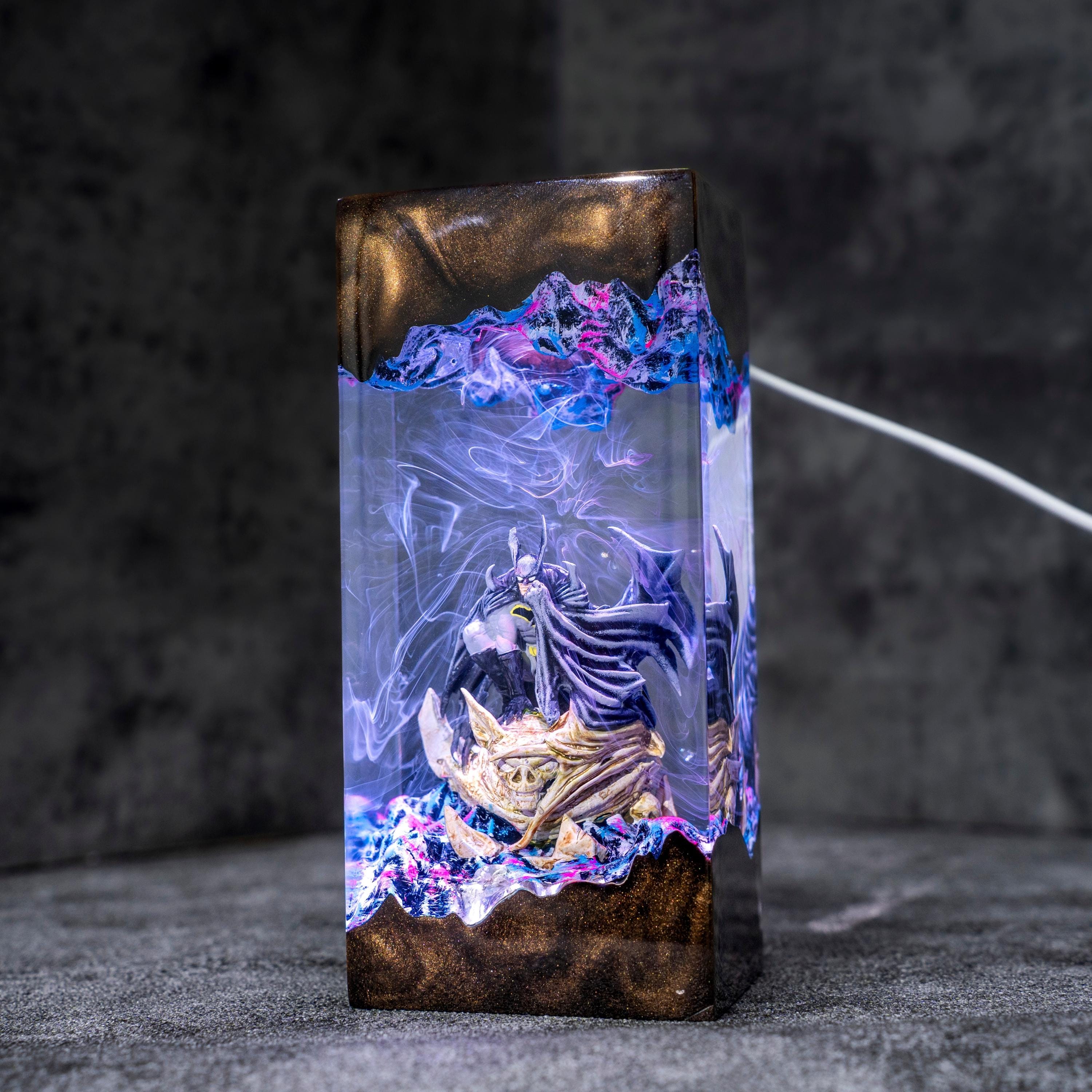 Batman Resin Lamp, DC Superhero Lamp, Unique Superhero Gift for him, DC Comic Epoxy Art Desk Decor Gift For Him, Jeff the Shark Resin Lamp