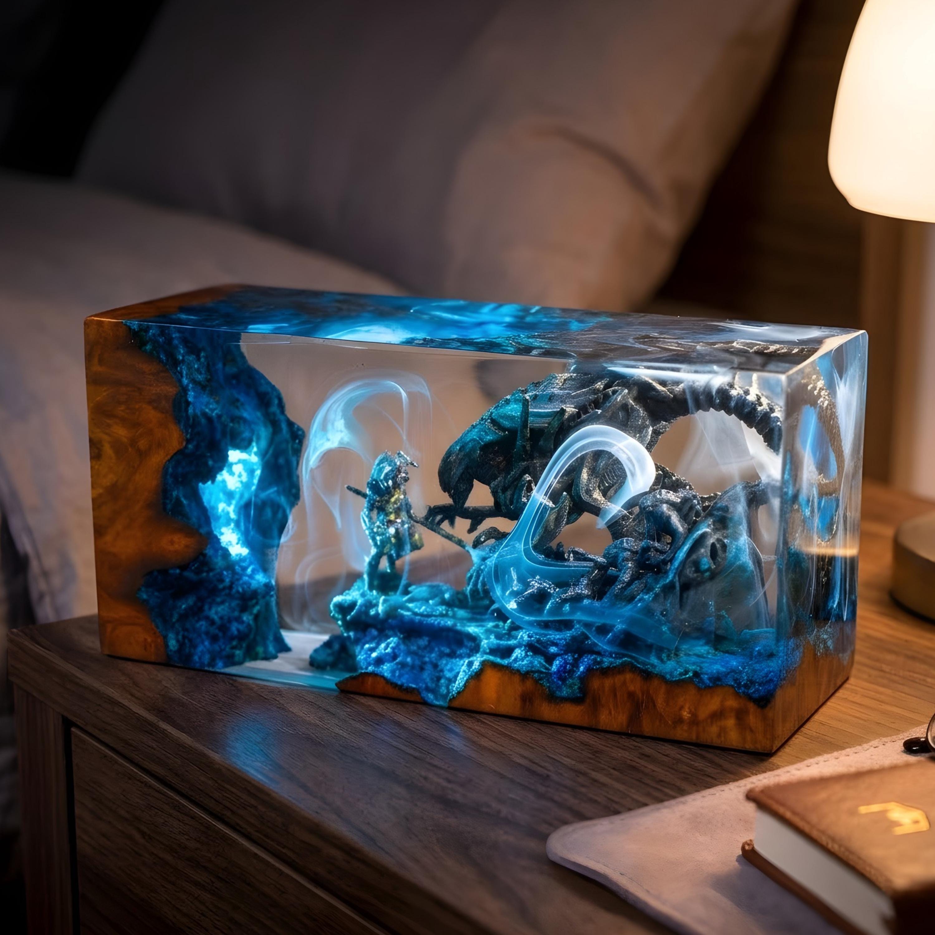 Resin Alien Creature Specimen Lamp – Deep‑Space Horror Egg Night Light, Horror Fan Art Decor, Xenomorph lamp, christmas gift for him