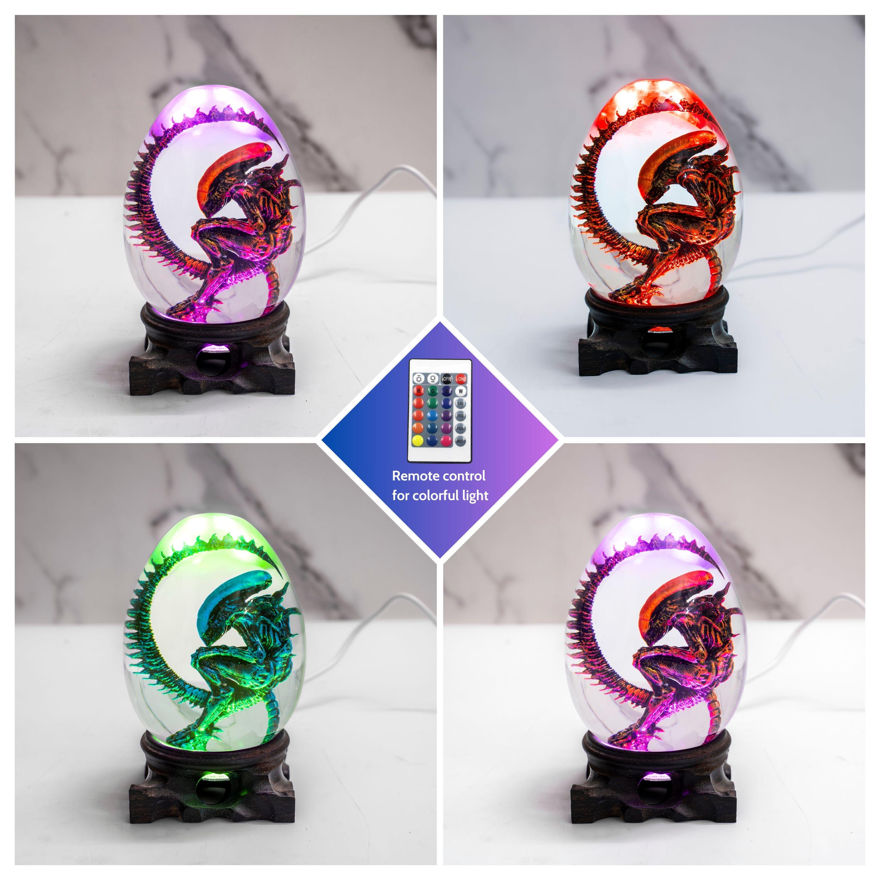 Resin Alien Creature Specimen Lamp – Deep‑Space Horror Egg Night Light, Horror Fan Art Decor, Xenomorph lamp, christmas gift for him