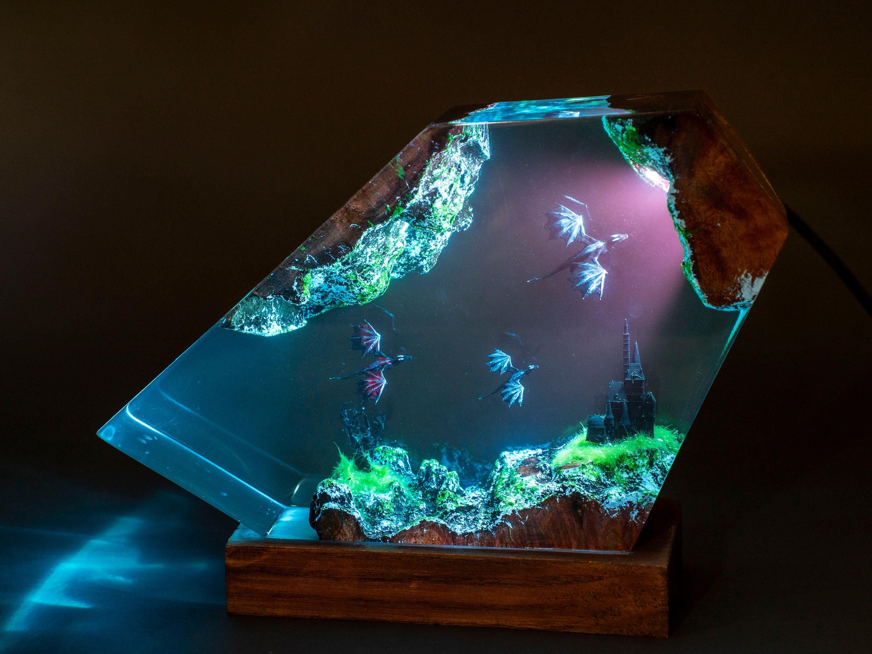 Dragon Resin Night Light, Fire Dragon and Ice Dragon Lamp, christmas gift ideas for him