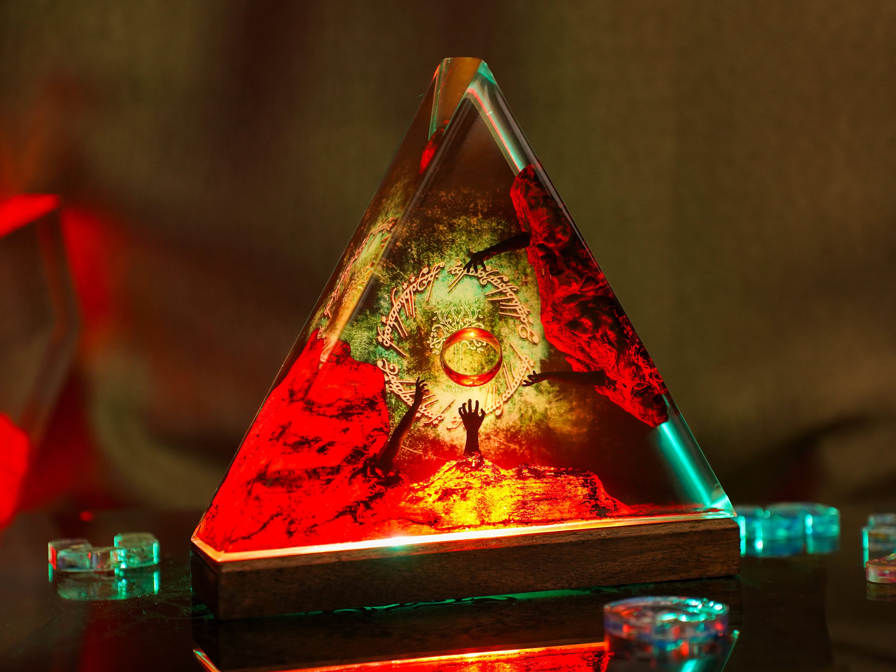 il_fullxfull.5911353940_fjbn Diorama Ring of the dark lord resin lamp, Volcano Lava Decor, Birthday Gift for him, sauron resin lamp