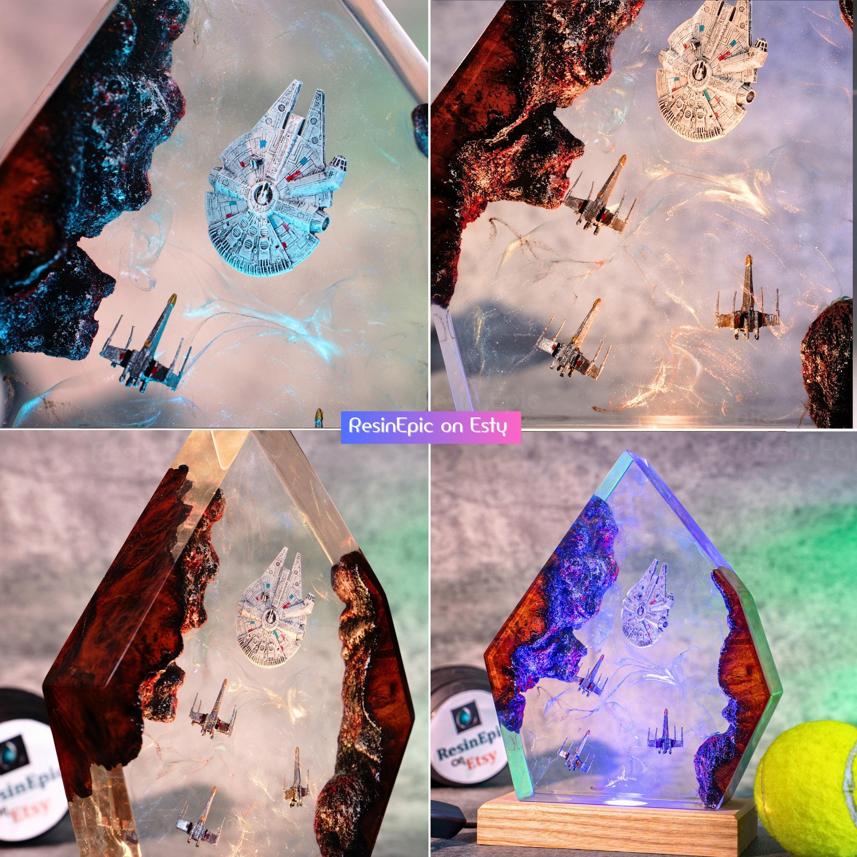 il_fullxfull.6897293460_bqxy Space ship statue resin night light, Star Wars X-Wing Diorama Light, X-wing Starfighter, Millennium Falcon lamp