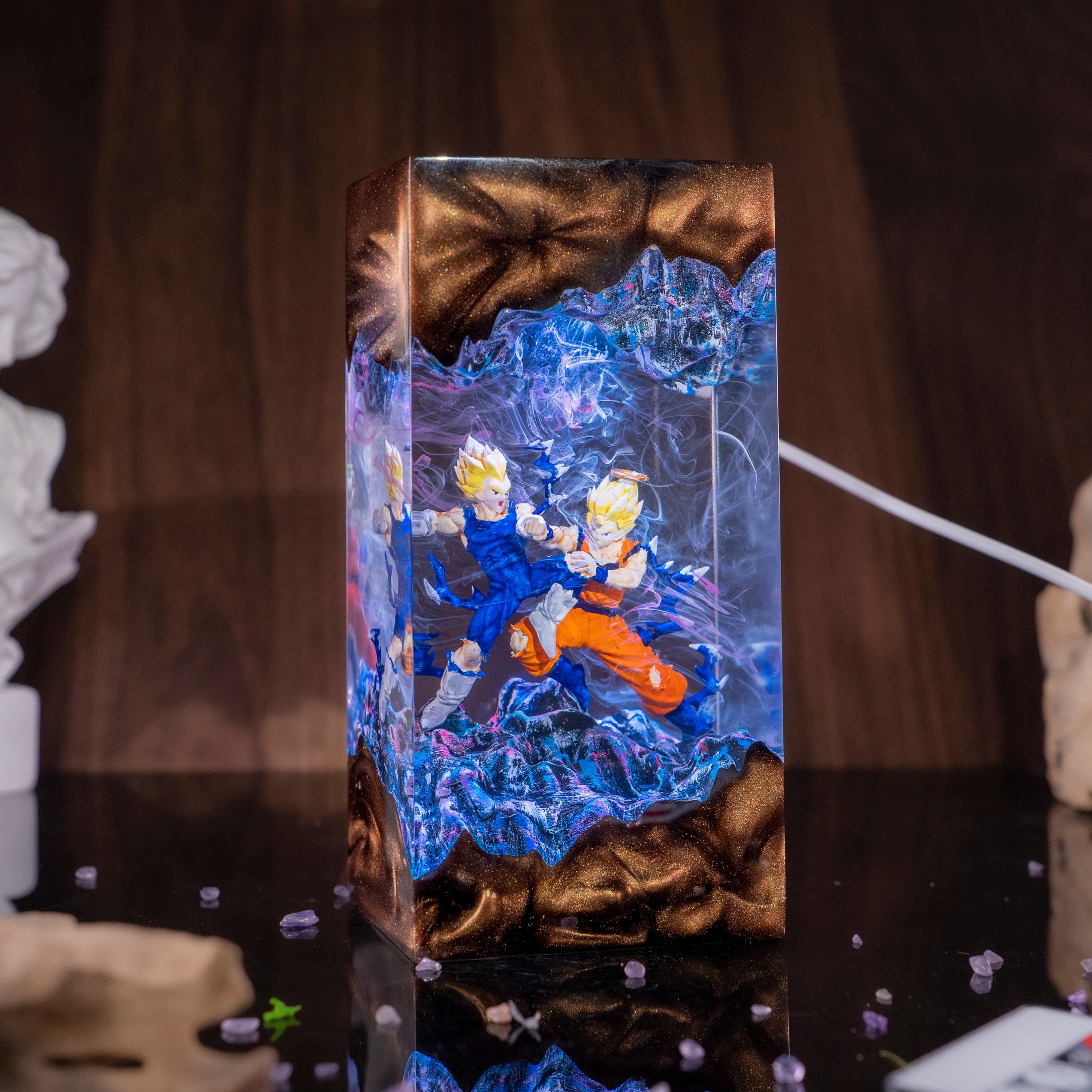 Dragon ball Majin Son goku and vegeta resin night light, Super Saiyan Battle Lamp, Unique Gift for Anime Lovers
