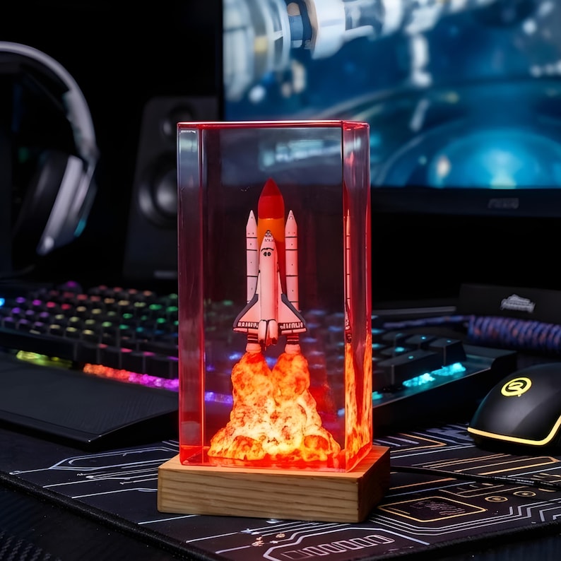 Artemis II Astronaut Moon resin lamp, NASA Space Launch Light, SpaceX Starship Rocket Launch Lamp, Artemis II Space Launch System Rocket image 11