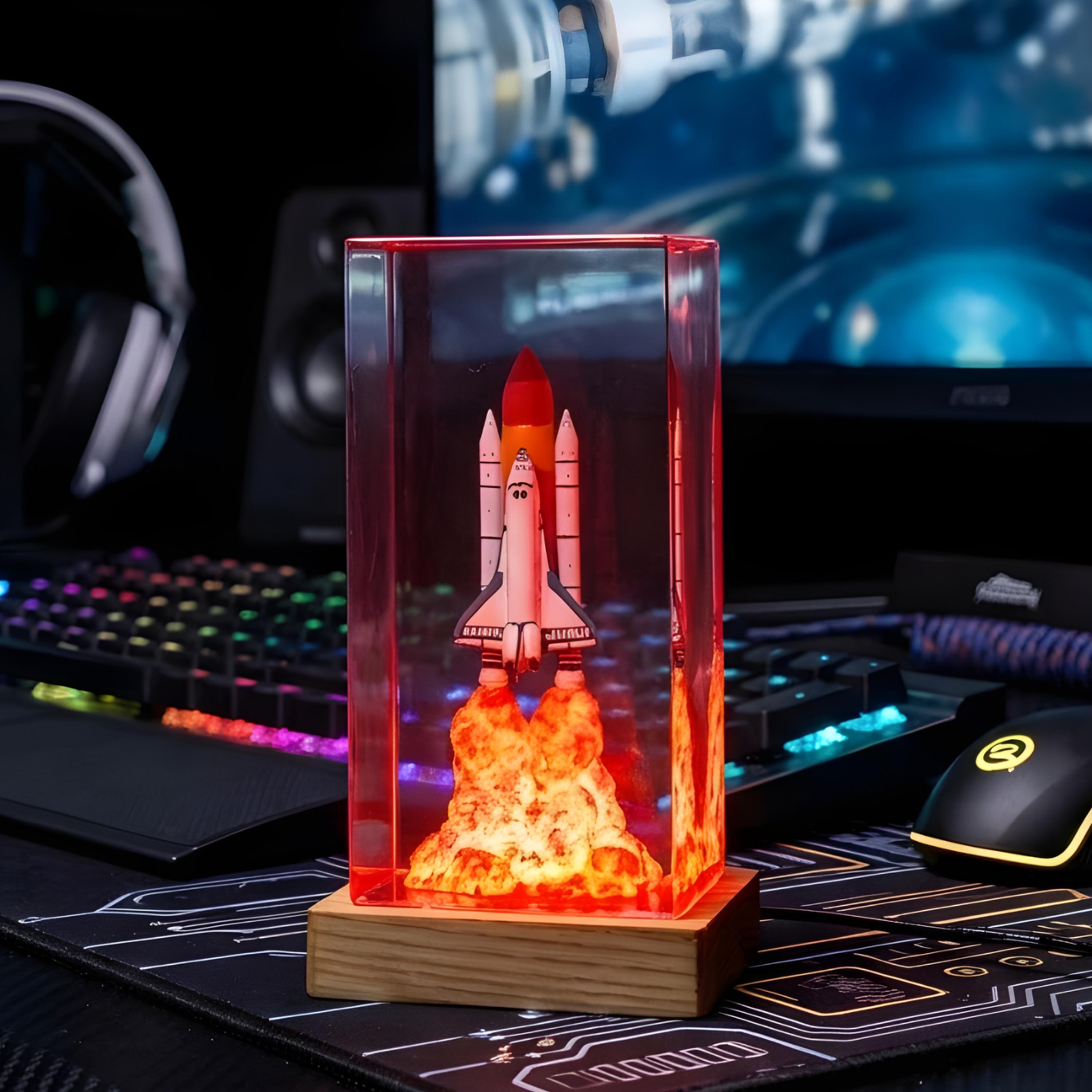 Artemis II Astronaut Moon resin lamp, NASA Space Launch Light,  SpaceX Starship Rocket Launch Lamp, Artemis II Space Launch System Rocket