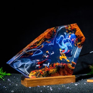 Lampada da notte in resina di Dragon Ball Majin Son Goku e Vegeta, lampada anime in resina, decorazione per la stanza dei giochi per lui, regalo unico per gli amanti degli anime immagine 9