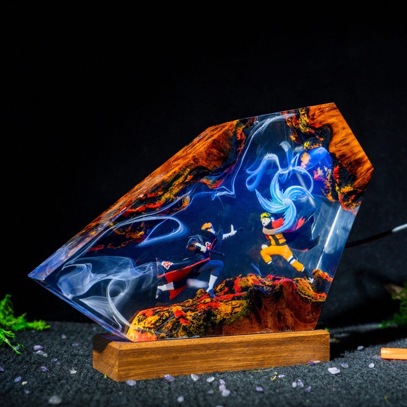 Lampada da notte in resina di Dragon Ball Majin Son Goku e Vegeta, lampada anime in resina, decorazione per la stanza dei giochi per lui, regalo unico per gli amanti degli anime immagine 9