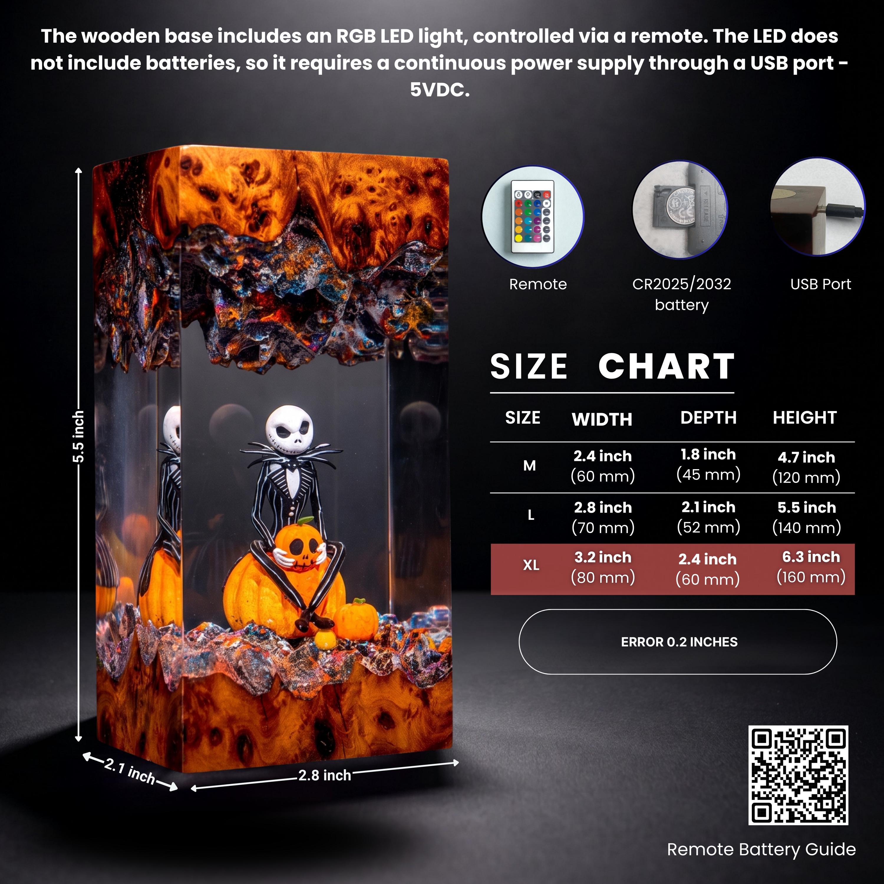Halloween Jack Skellington Resin Lamp– Spooky Hand, Bats & Pumpkin