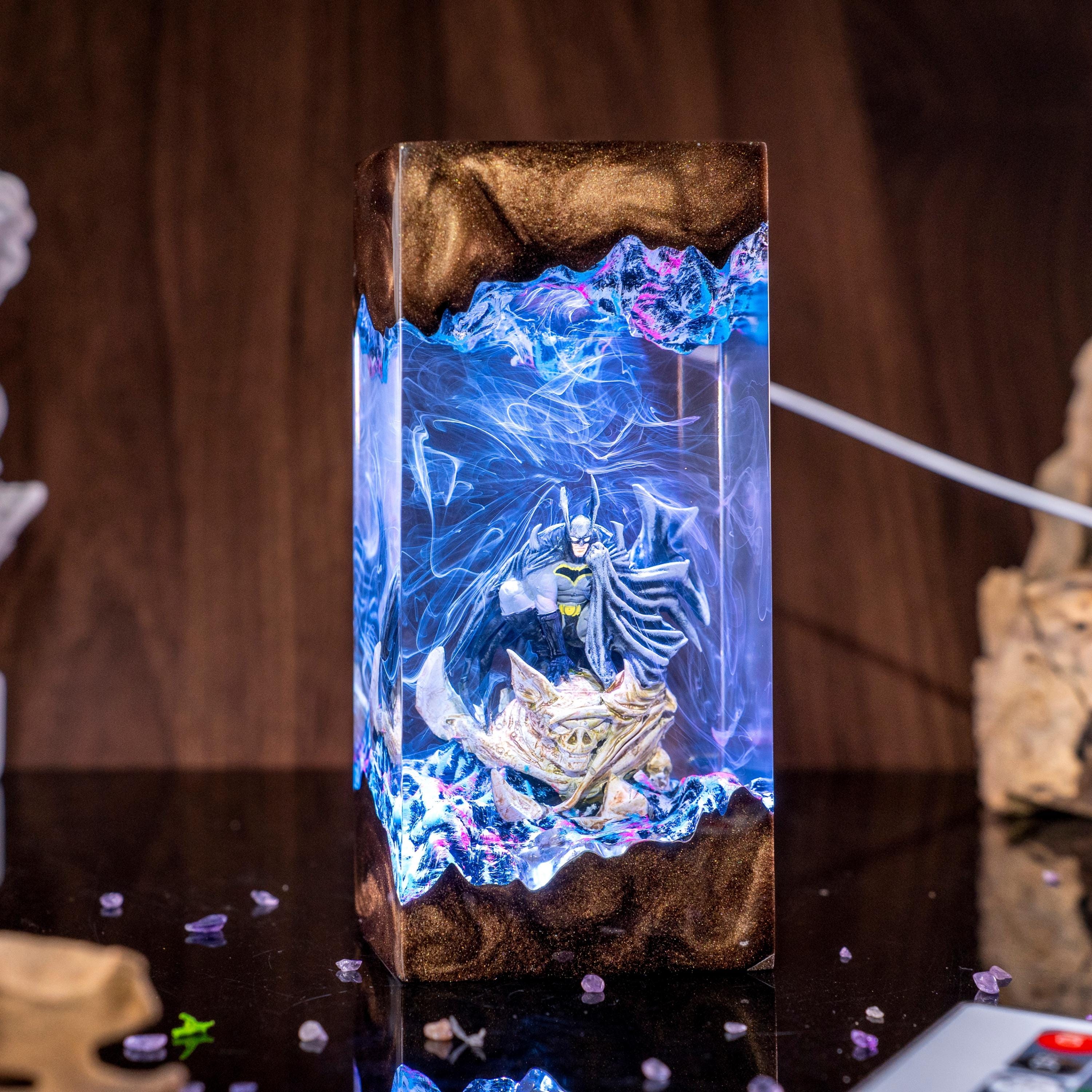 Batman Resin Lamp, DC Superhero Lamp, Unique Superhero Gift for him, DC Comic Epoxy Art Desk Decor Gift For Him, Jeff the Shark Resin Lamp